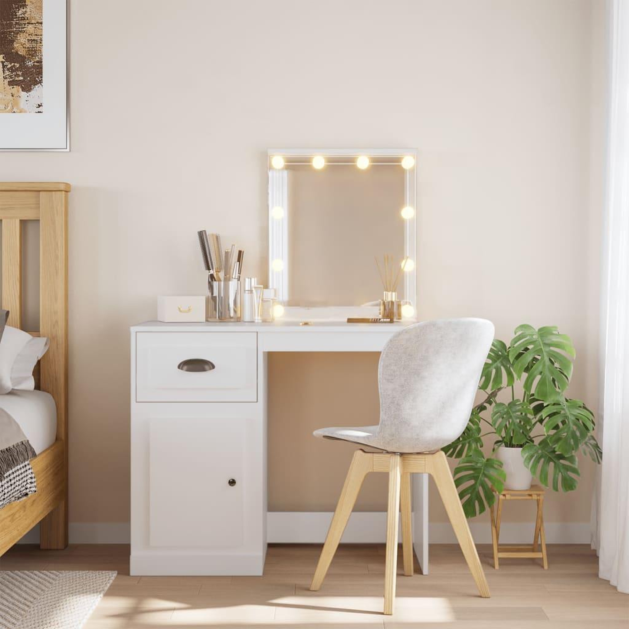 VIDAXL Coiffeuse avec lumieres LED blanc 90x42x132,5 cm