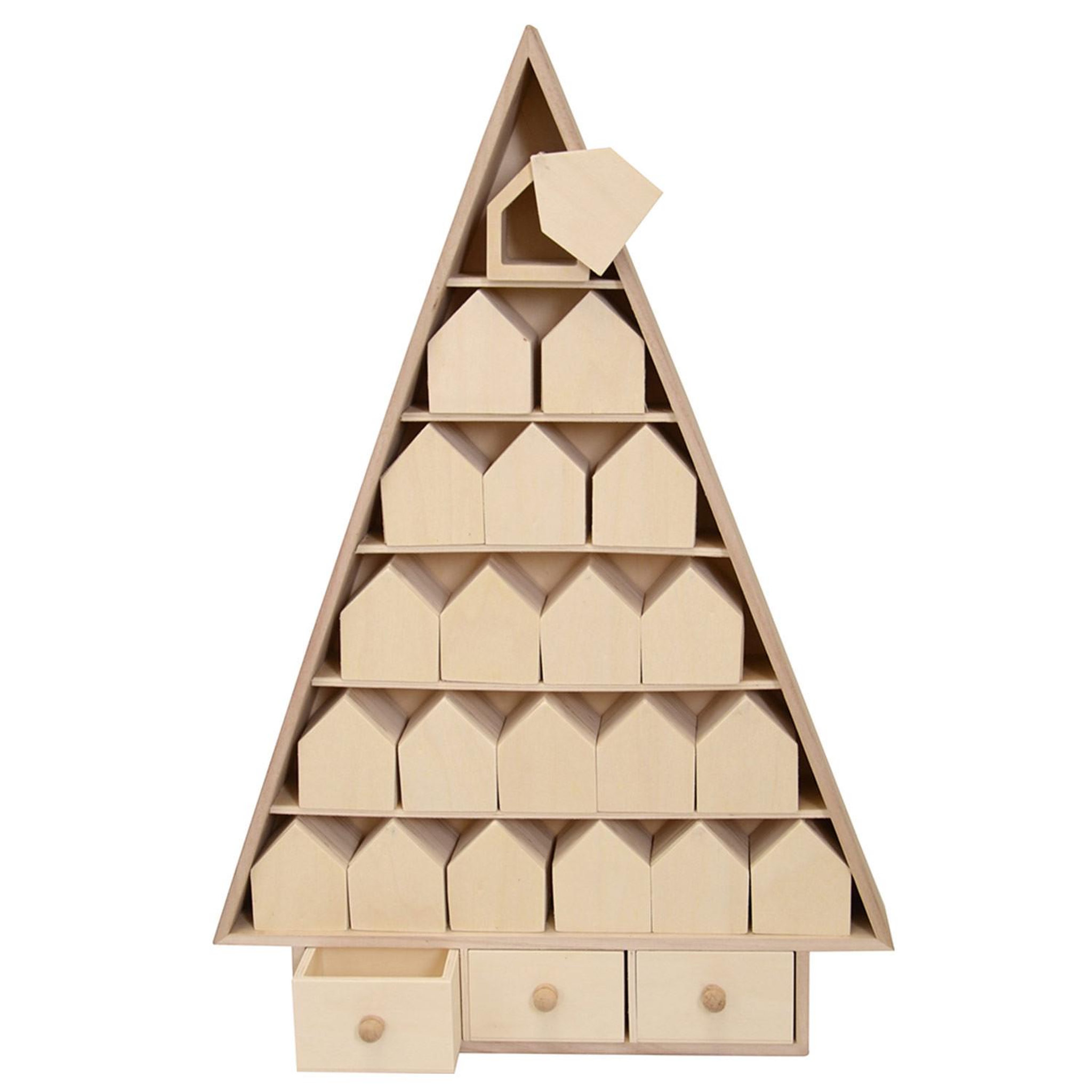 Voir la diapositive 3 : Artemio Calendrier de l'avent sapin de noël en bois 52 x 35 cm