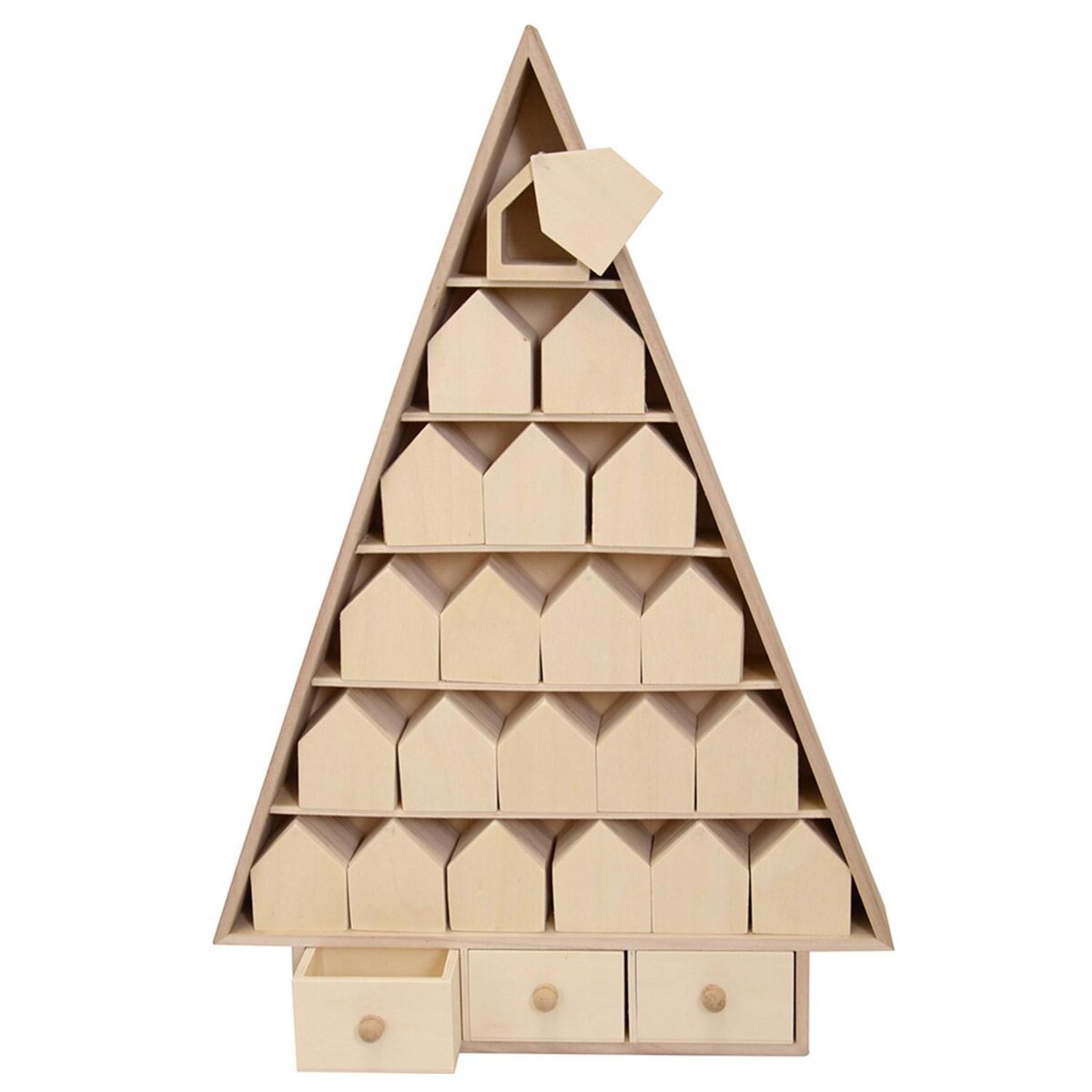 Artemio Calendrier de l'avent sapin de Noël en bois 52 x 35 cm