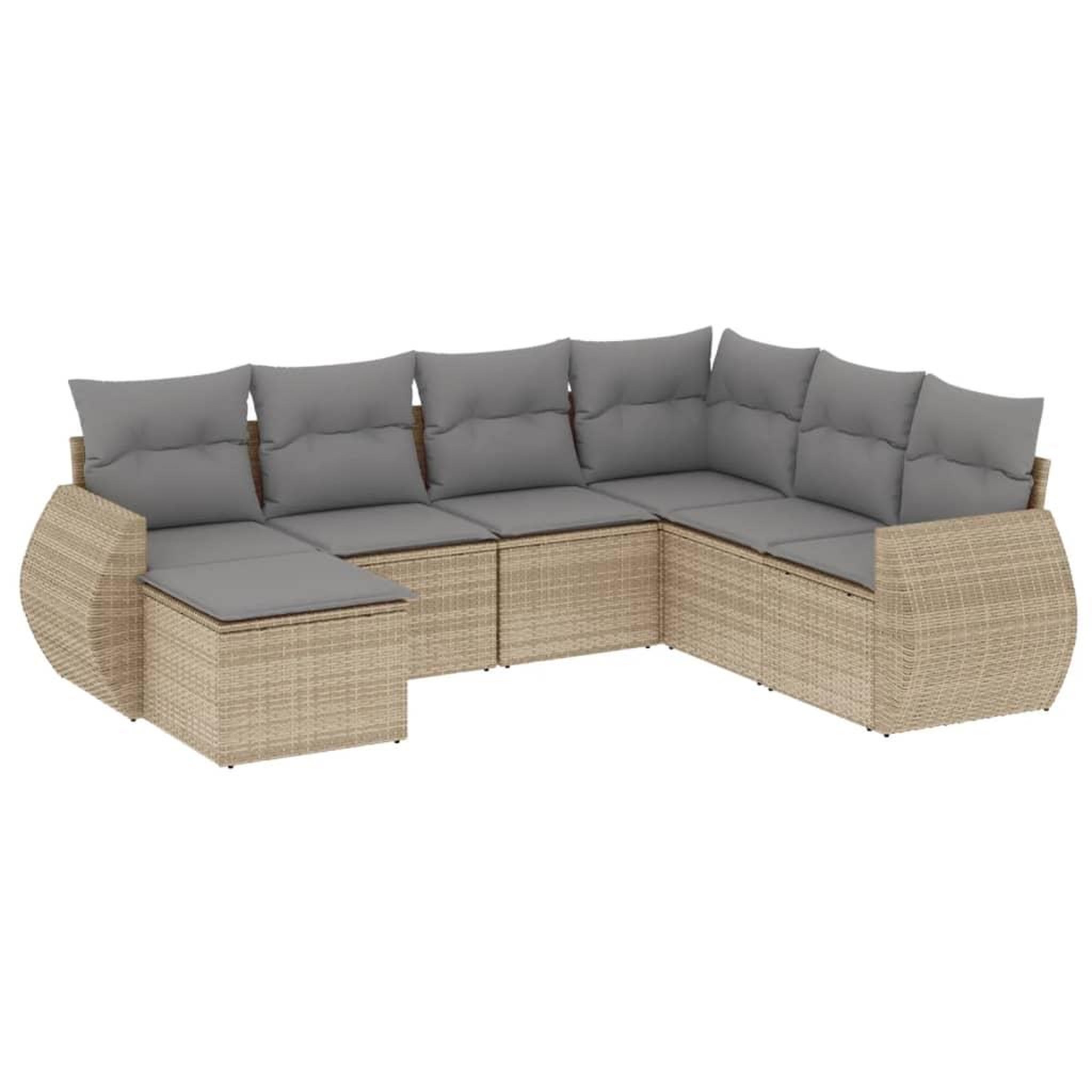 Voir la diapositive 2 : VIDAXL Salon de jardin avec coussins 7 pcs beige resine tressee