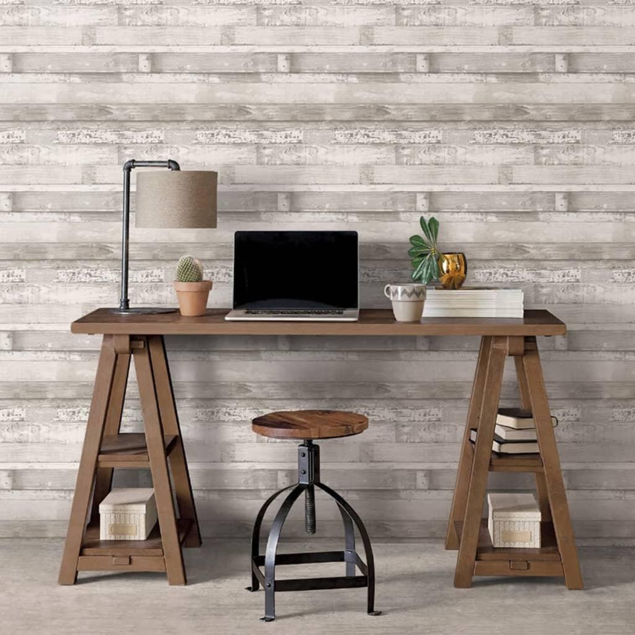 Voir la diapositive 1 : Noordwand Noordwand Papier peint Homestyle Wood Blanc casse et gris