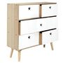 Voir la diapositive 6 : TOILINUX Commode 5 tiroirs Like a Star - en MDF et Bois de Pin - Blanc et Marron