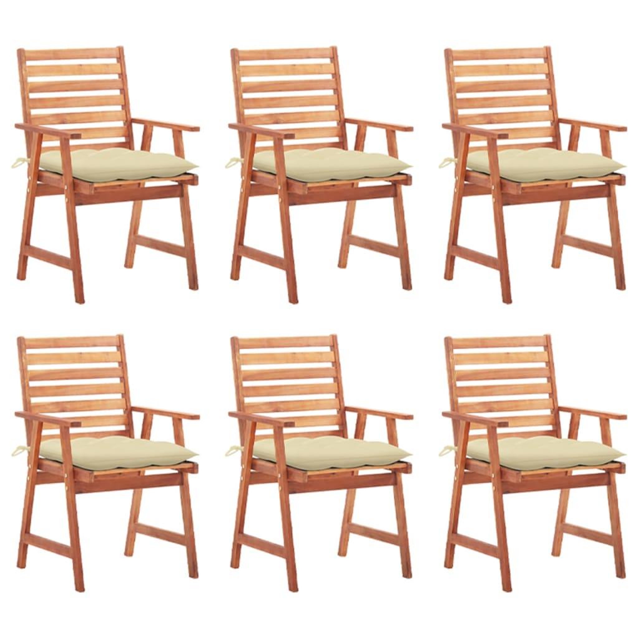 Voir la diapositive 1 : VIDAXL Chaises a manger d'exterieur lot de 6 et coussins Acacia massif