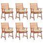 Voir la diapositive 1 : VIDAXL Chaises a manger d'exterieur lot de 6 et coussins Acacia massif