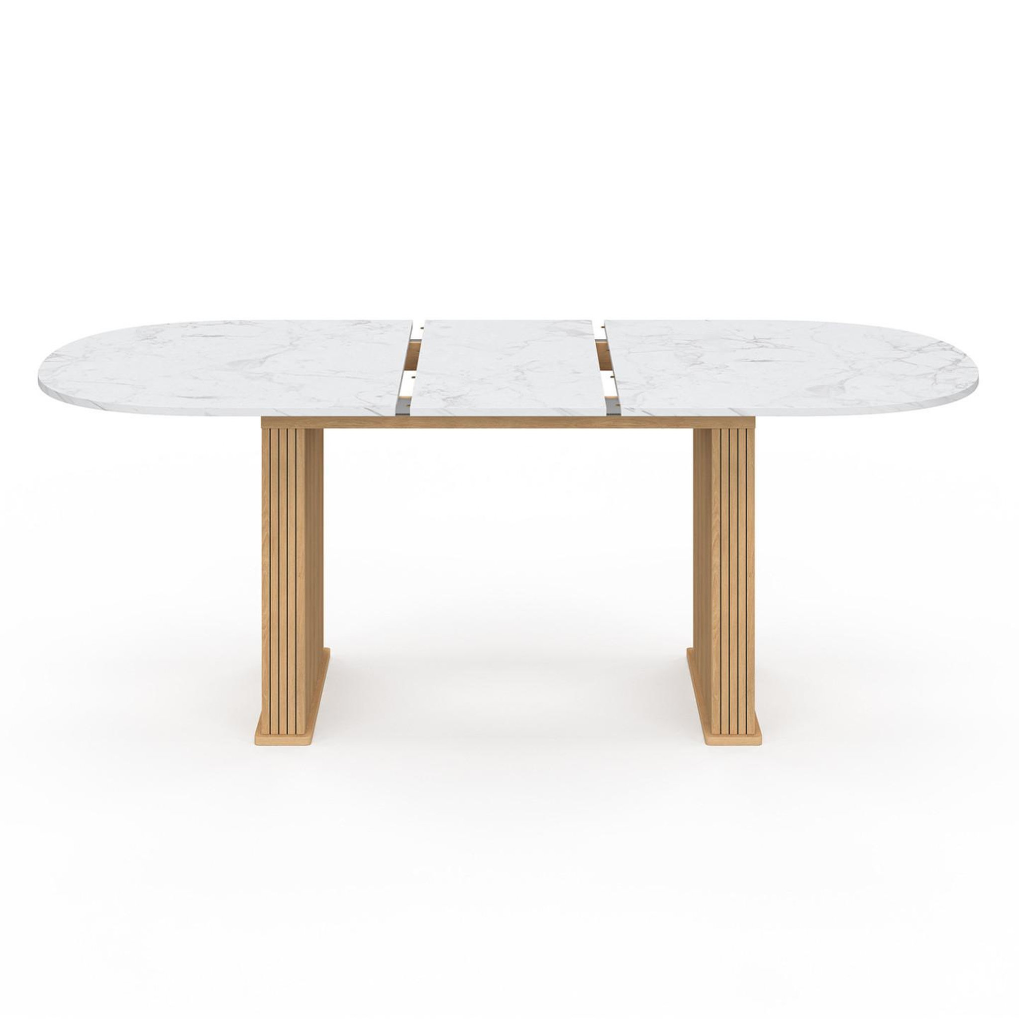 Voir la diapositive 3 : ID MARKET Table à manger extensible ovale juliette 6-10 personnes pieds effet lattes et plateau effet marbre alaska 160-200 cm