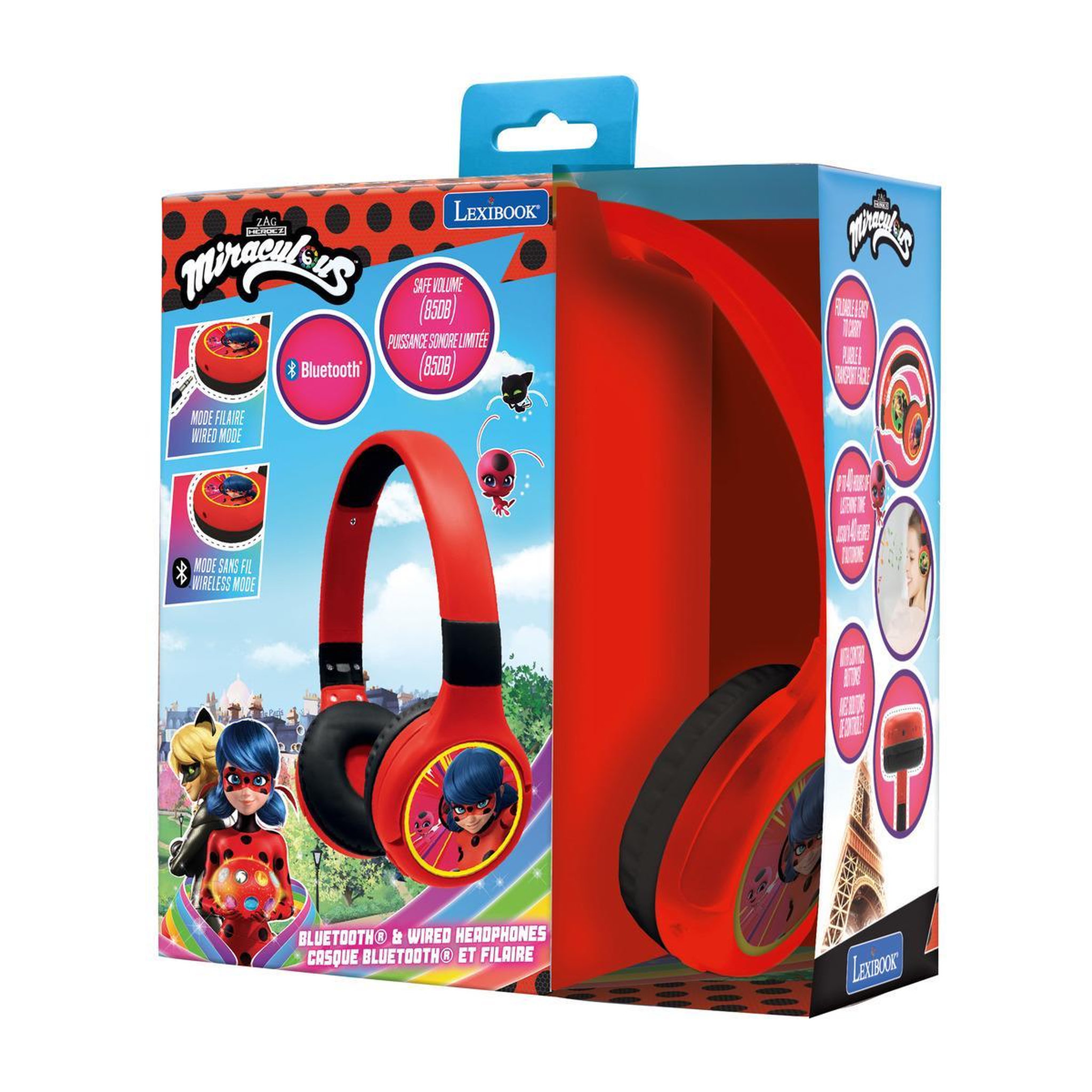 Voir la diapositive 2 : Lexibook Casque 2 en 1 Miraculous Bluetooth et Filaire confortable et pliable avec limitation de son