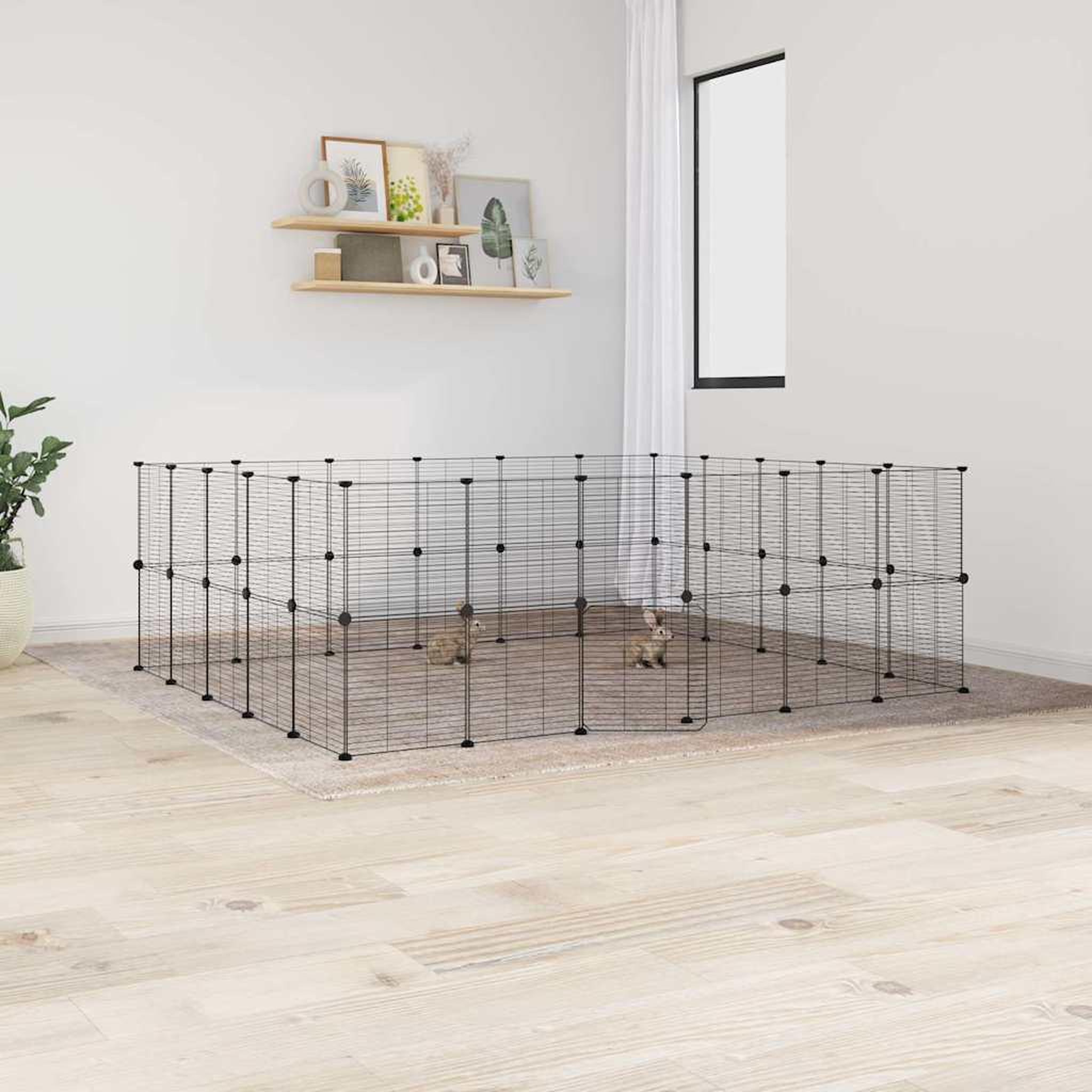 VIDAXL Cage animaux de compagnie a 44 panneaux et porte Noir 35x35 cm