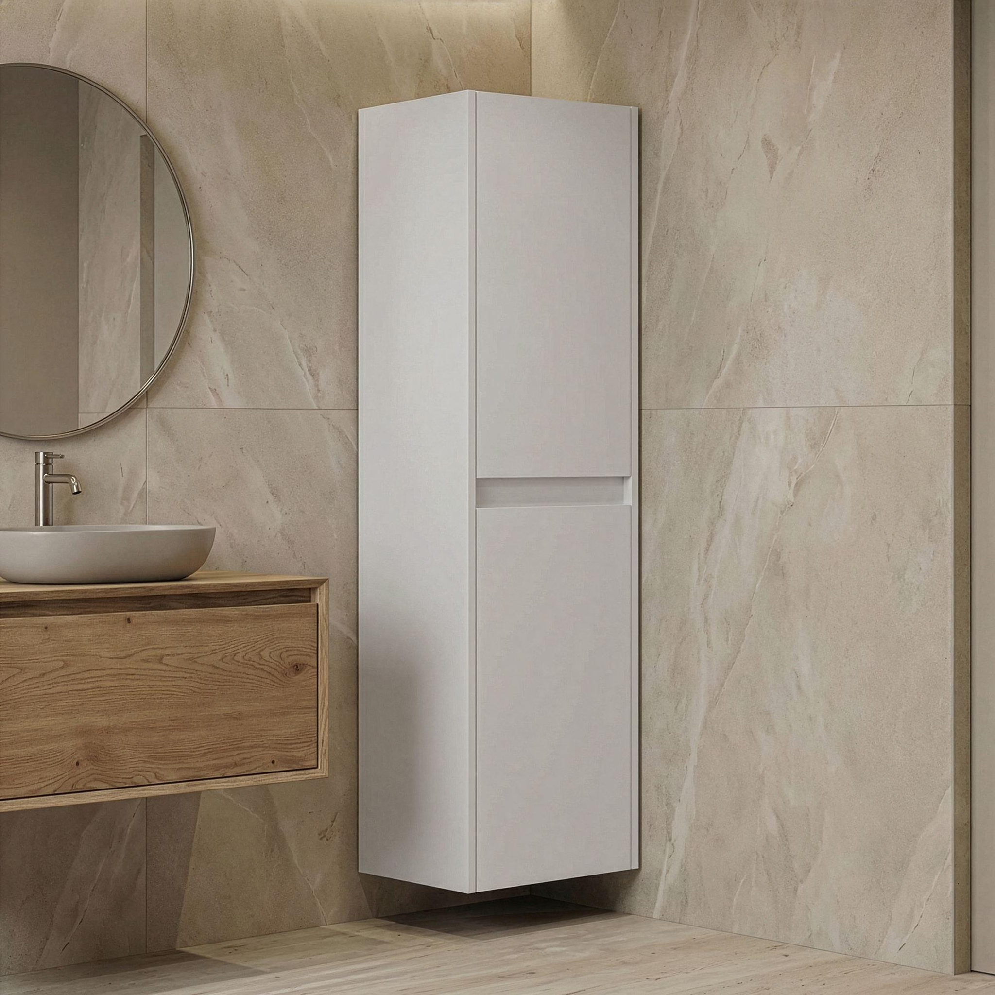 Voir la diapositive 2 : Habitat et Jardin Armoire de Salle de Bain  Side 40  - 40 x 27 x 138 cm - Matte White