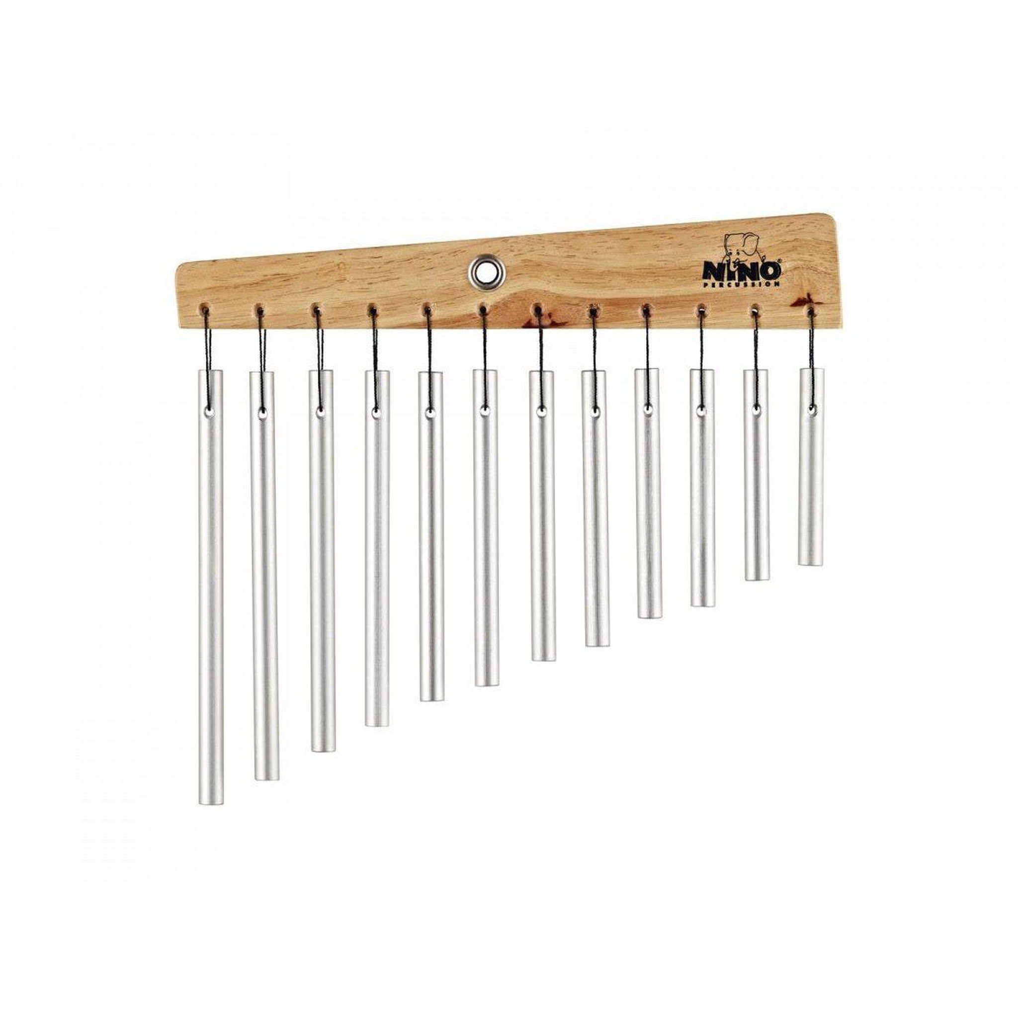 Voir la diapositive 3 : NINO PERCUSSION Carillon à barres (chimes) en aluminium - 12 pièces - bois naturel