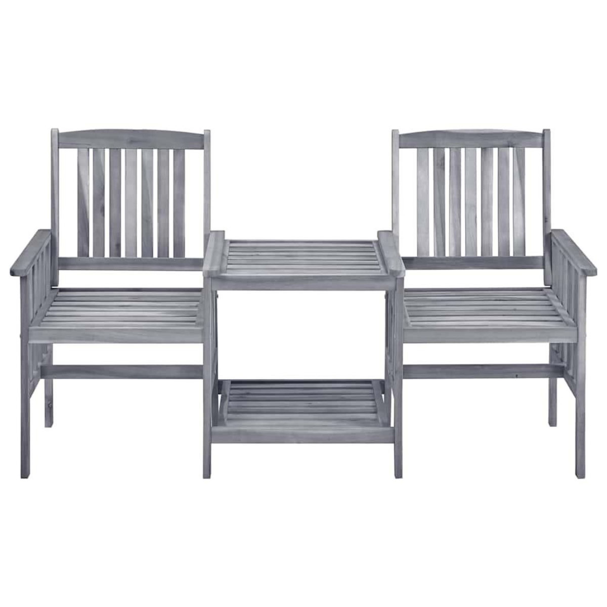 VIDAXL Chaises de jardin avec table a the et coussins Acacia solide