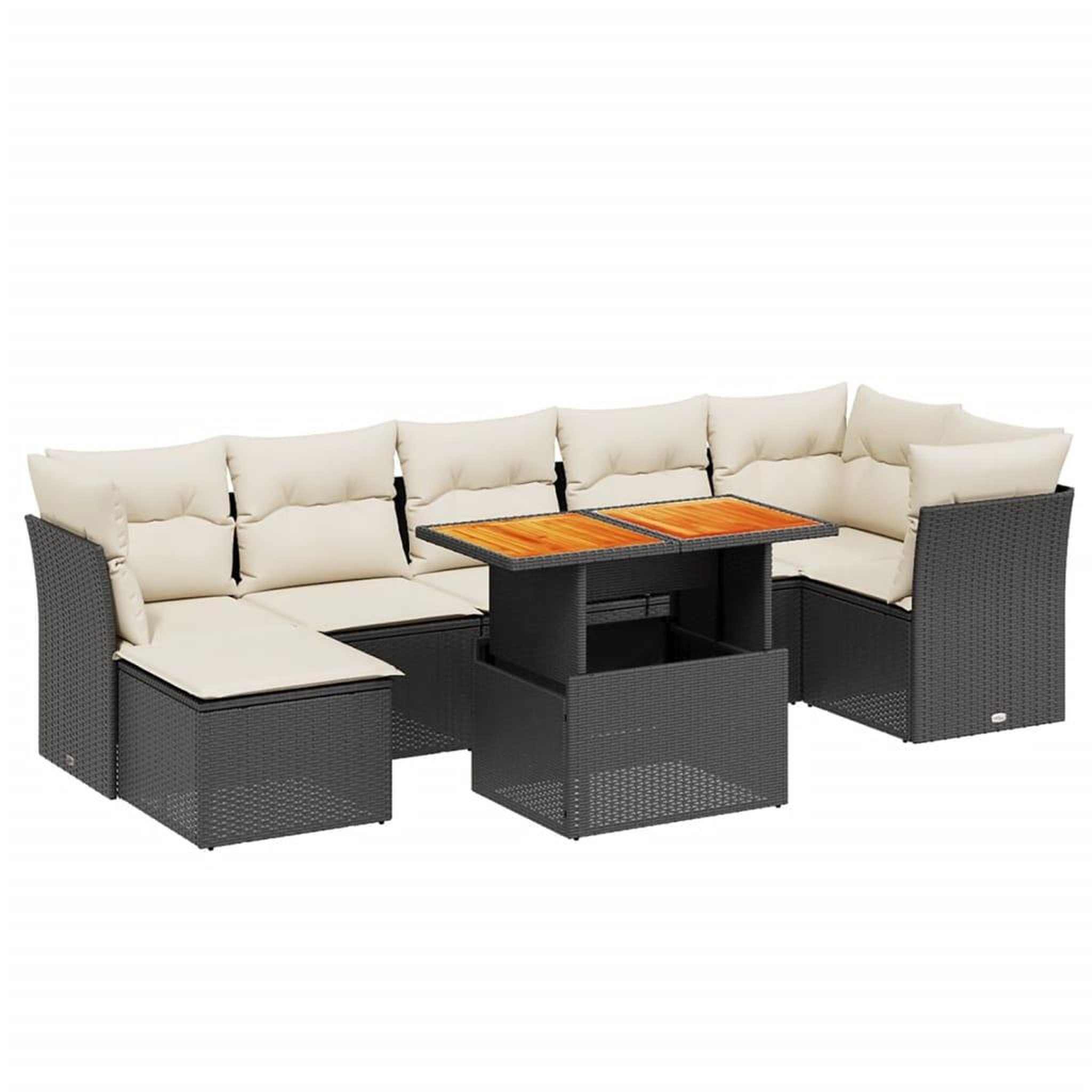 Voir la diapositive 2 : VIDAXL Salon de jardin 8 pcs avec coussins noir resine tressee