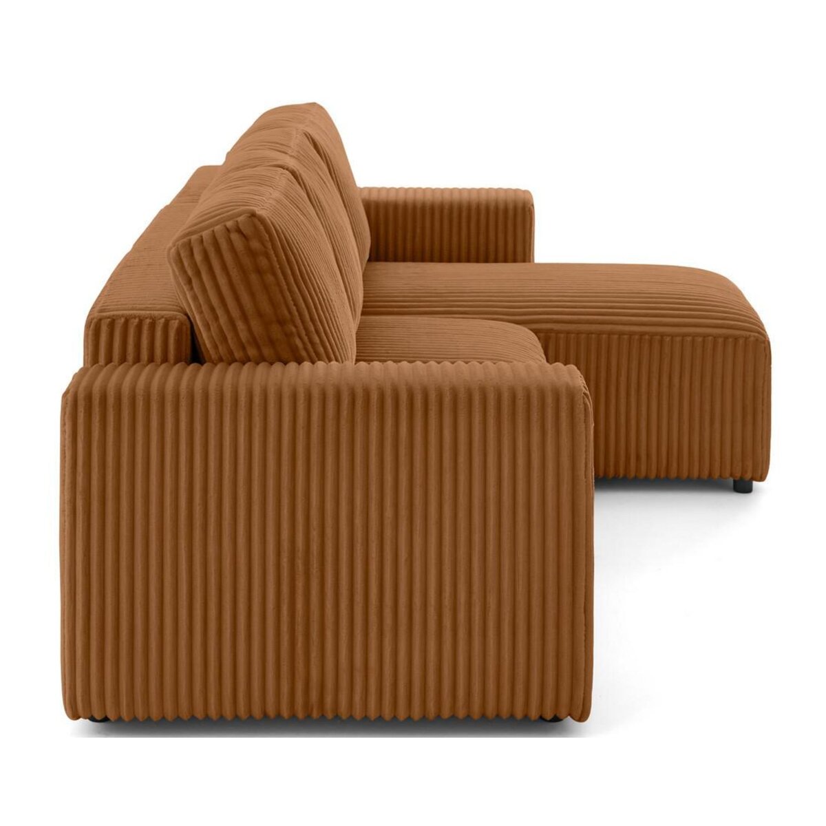 LISA DESIGN Livy - canapé d'angle réversible 4 places convertible avec coffre en velours côtelé grosses côtes