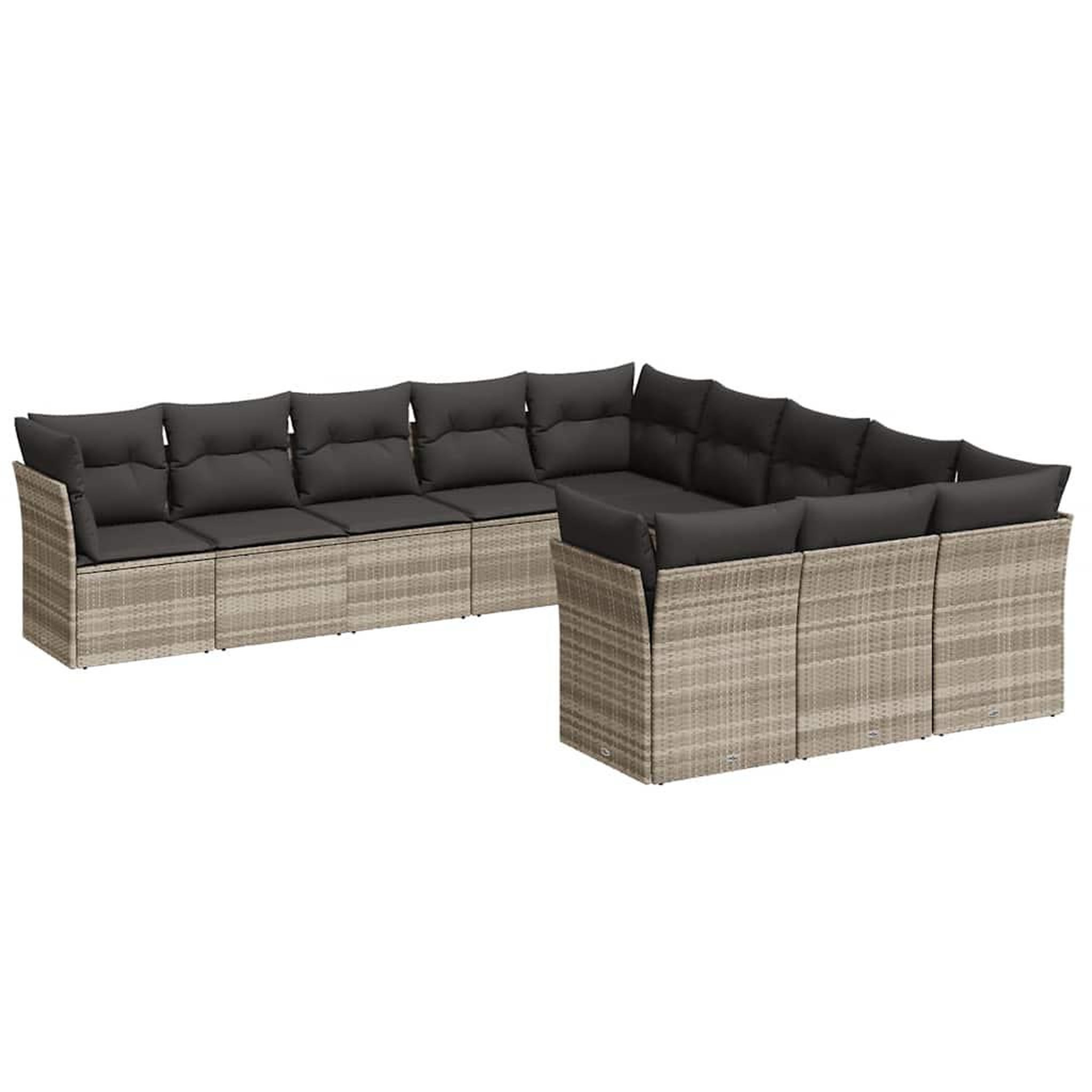 Voir la diapositive 2 : VIDAXL Salon de jardin 11 pcs avec coussins gris clair resine tressee