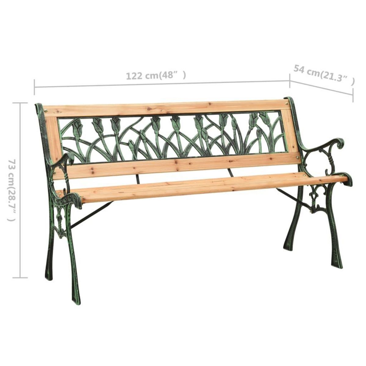 VIDAXL Banc de jardin 122 cm fonte et bois de sapin massif