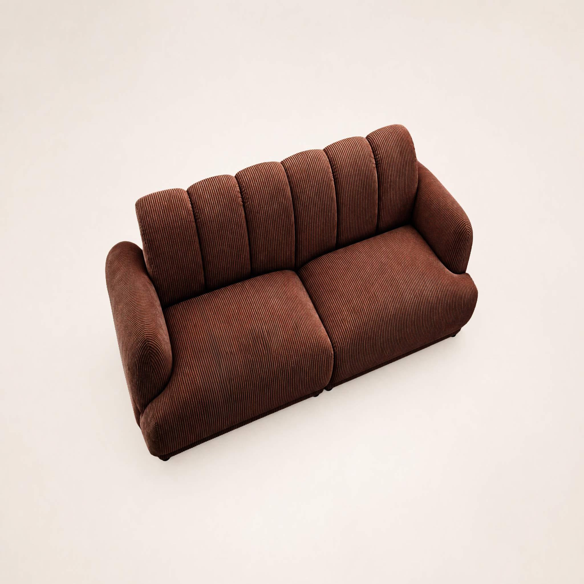 Voir la diapositive 6 : BEST MOBILIER Luigi - canapé droit 3 places en velours côtelé