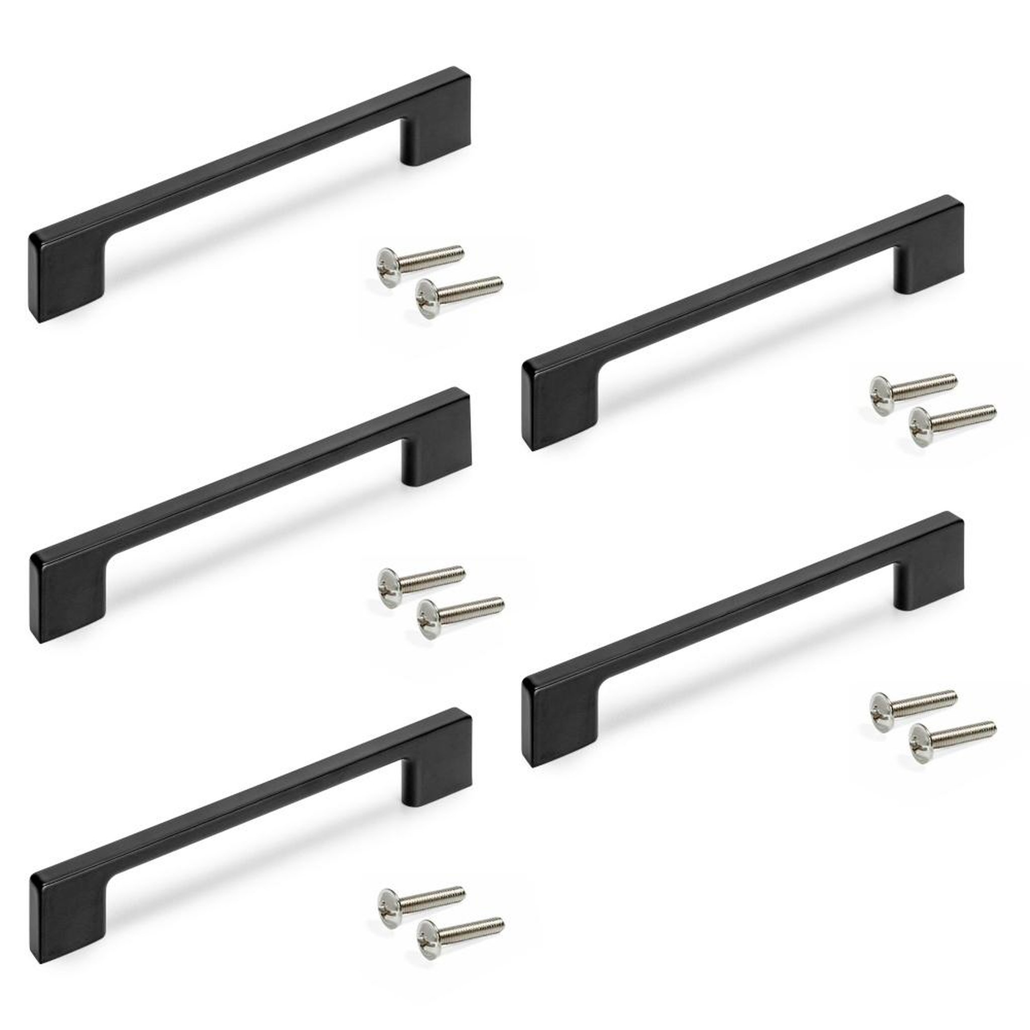 EMUCA SRL Lot de 5 poignées pour meubles Montréal -  L160mm -  entraxe 128mm -  Zamak -  Peint en noir