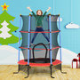 Voir la diapositive 2 : HOMCOM Trampoline de jardin enfant Ø 1,75 x 1,90H m filet de sécurité porte zipée couvre-ressorts + 6 poteaux rembourrés inclus rouge bleu noir