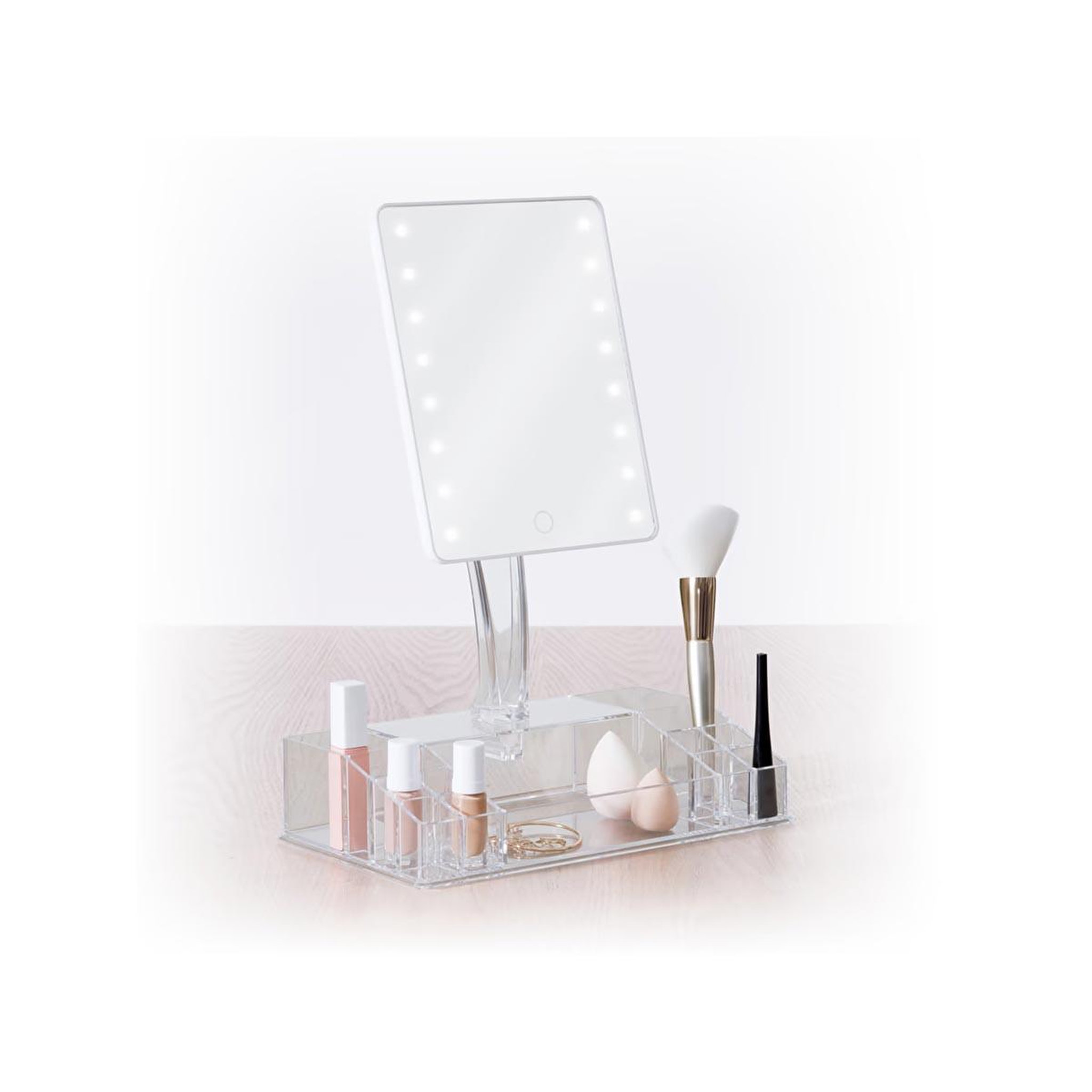 Voir la diapositive 3 : FIVE Organiseur avec miroir led  selena  38cm transparent