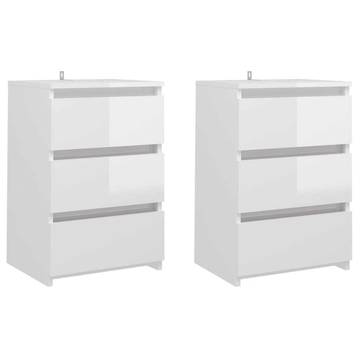 VIDAXL Tables de chevet 2 pcs Blanc brillant 40x35x62,5 cm Agglomere