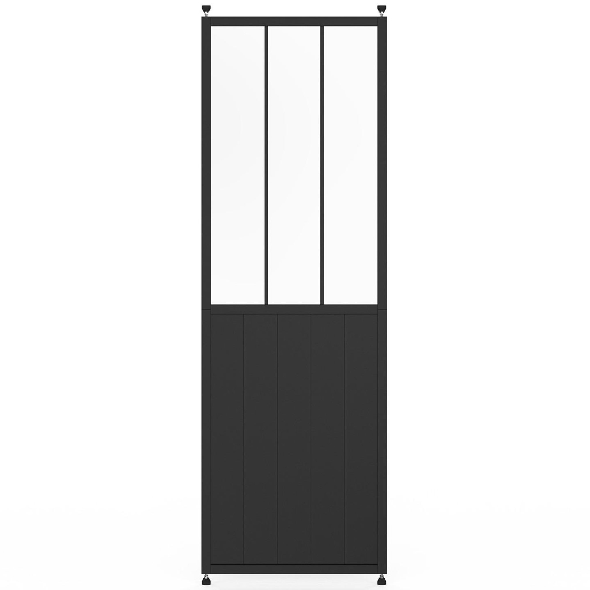 Voir la diapositive 4 : ID MARKET Cloison de séparation amovible atelier 250 x 80 cm effet métal noir et verre trempé