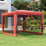 VIDAXL Tente de fete avec 4 parois laterales en maille Rouge 3x4m PEHD