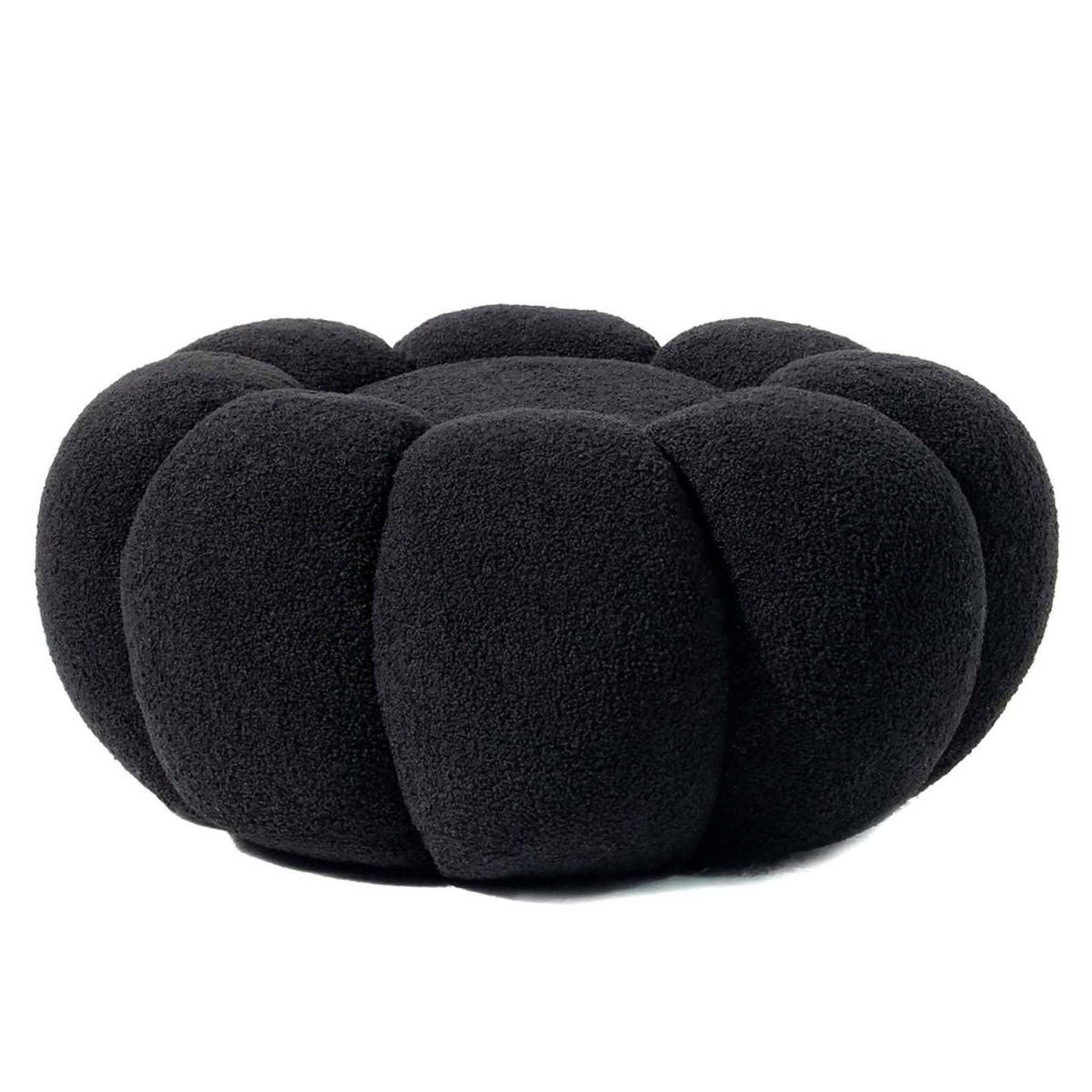 Paris Prix Pouf design fleur  bouclette  61cm noir