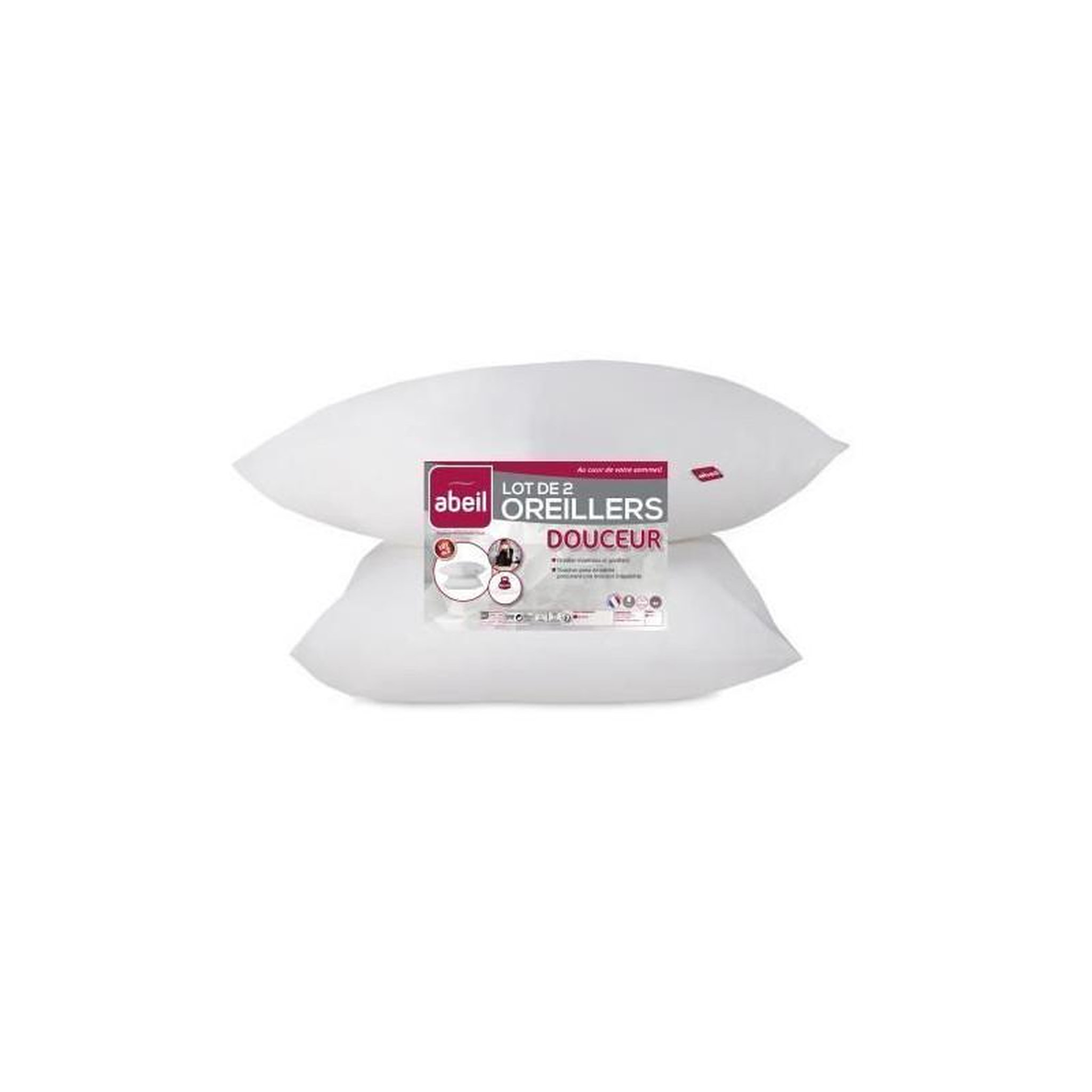 ABEIL ABEIL Lot de 2 Oreillers Douceur - 60 x 60 cm - Blanc