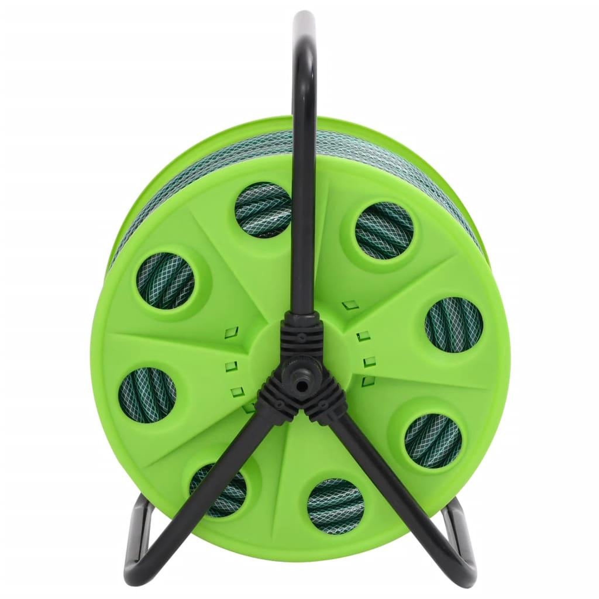 Voir la diapositive 3 : VIDAXL Enrouleur de tuyau vert sur pied avec tuyau de 50 m PVC