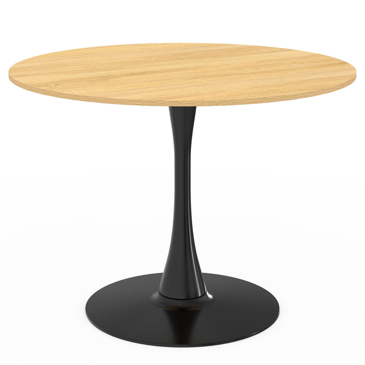 ID MARKET Table à manger ronde DALIA 4 personnes pieds tulipe bois et noir 100 cm