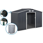 Habitat et Jardin Abri de jardin métal - Vegas  - 7.06 m² avec gouttière et récupérateur d'eau - Gris