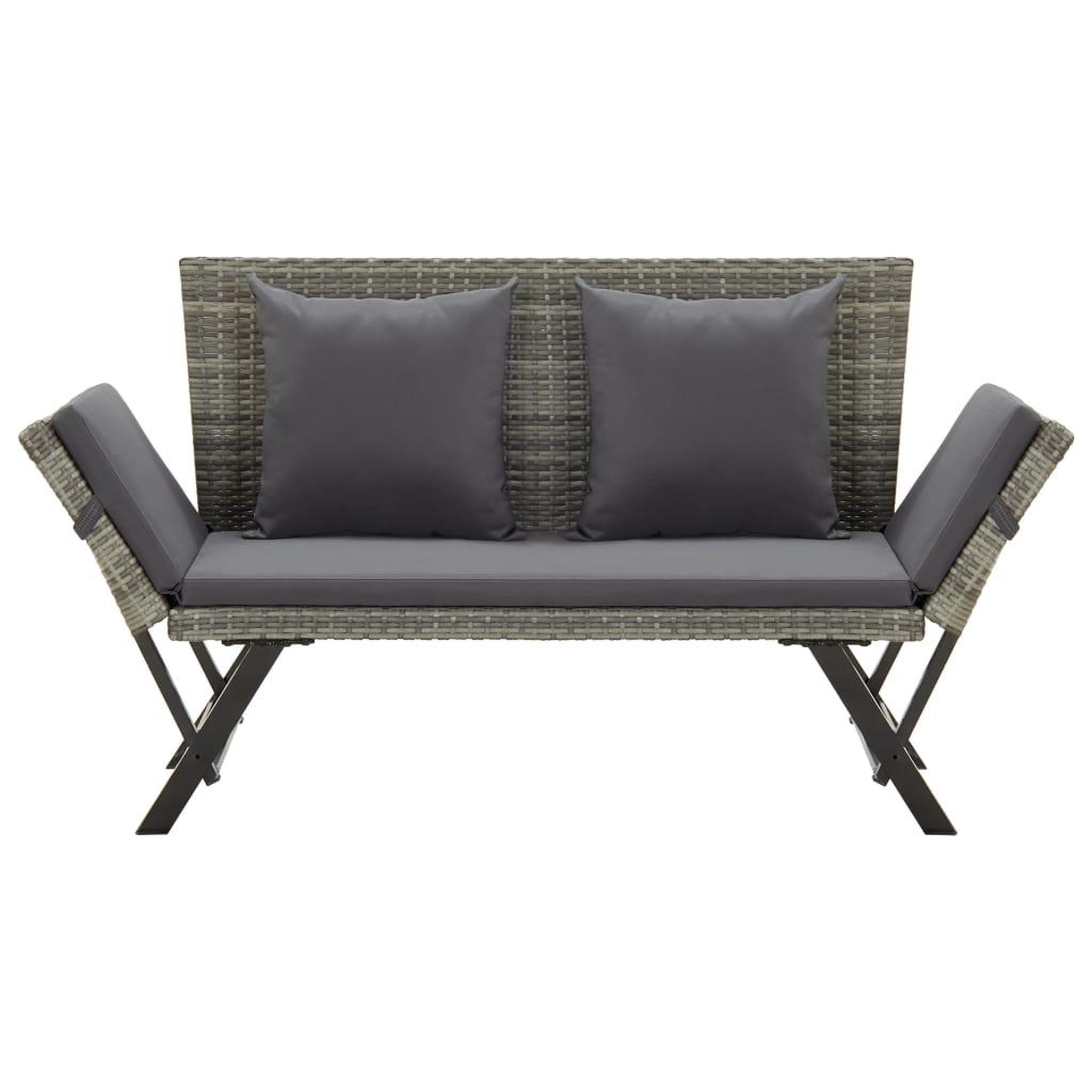 Voir la diapositive 2 : VIDAXL Banc de jardin avec coussins 176 cm Gris Resine tressee
