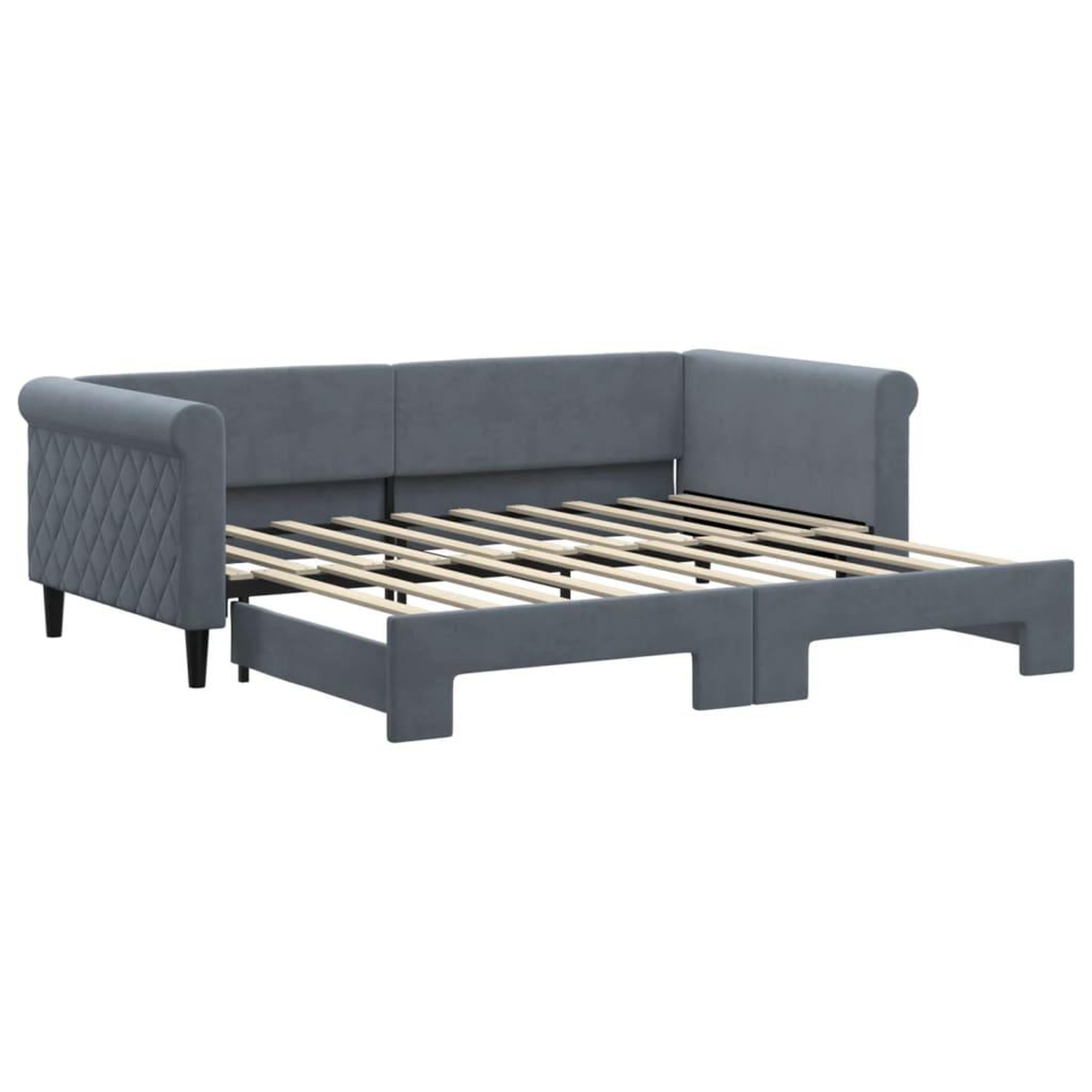 Voir la diapositive 2 : VIDAXL Lit de jour avec gigogne sans matelas gris fonce 90x190 cm
