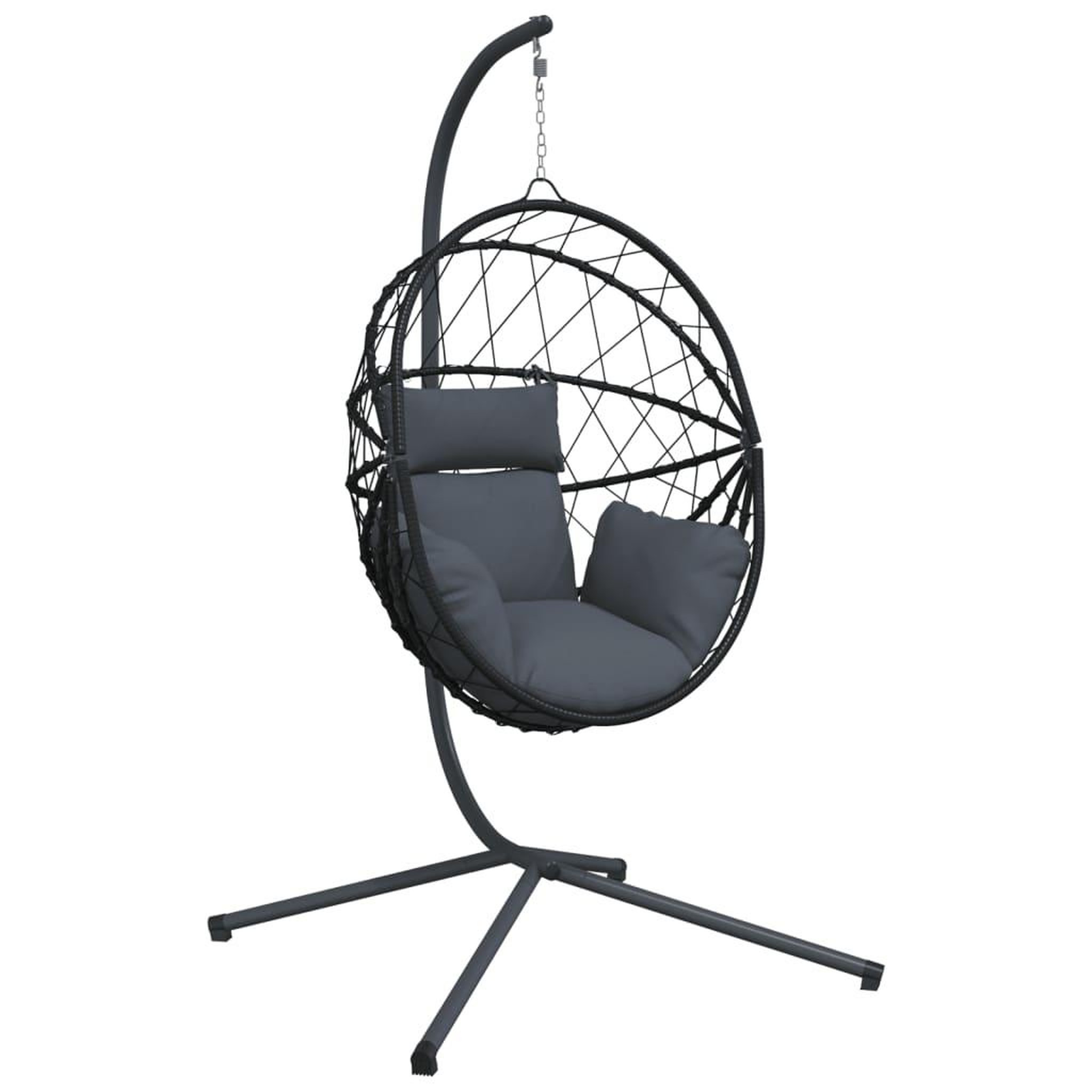 Voir la diapositive 2 : VIDAXL Chaise suspendue en forme d'œuf avec support anthracite