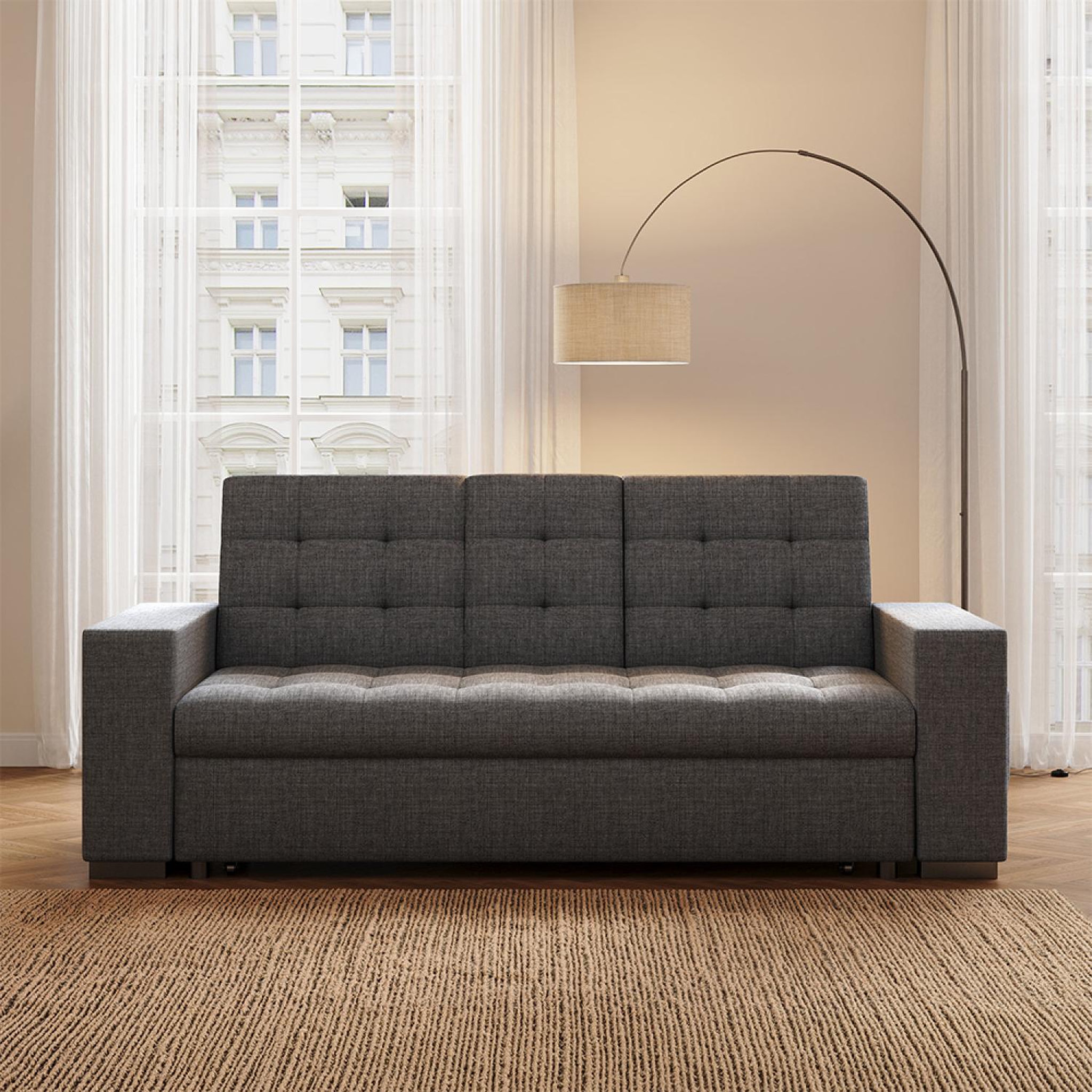 Voir la diapositive 5 : CONCEPT USINE Canapé convertible gris foncé avec rangements noho