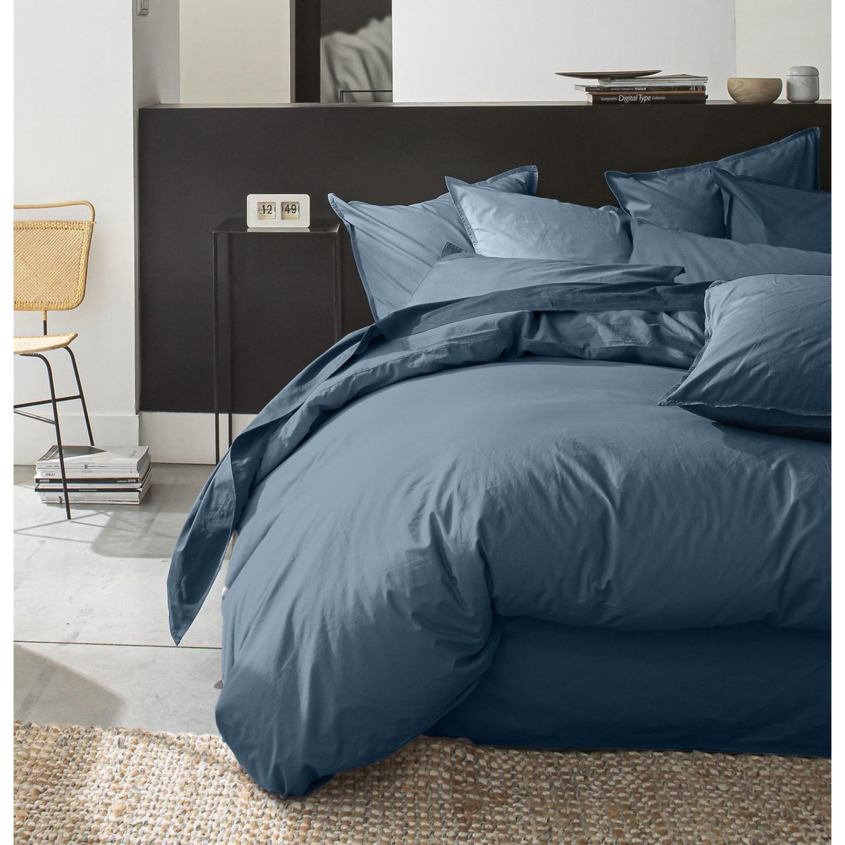 BATON ROUGE Housse de couette 100% percale de coton lavé 80fils/cm2