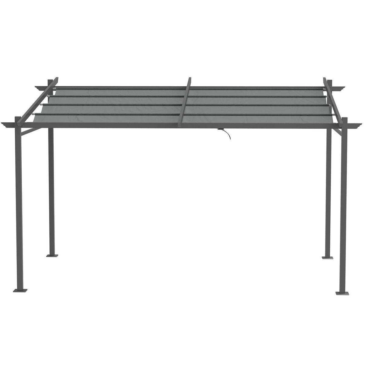 OUTSUNNY Pergola rétractable 3,97L x 2,95l x 2,3H m structure alu. métal époxy polyester gris