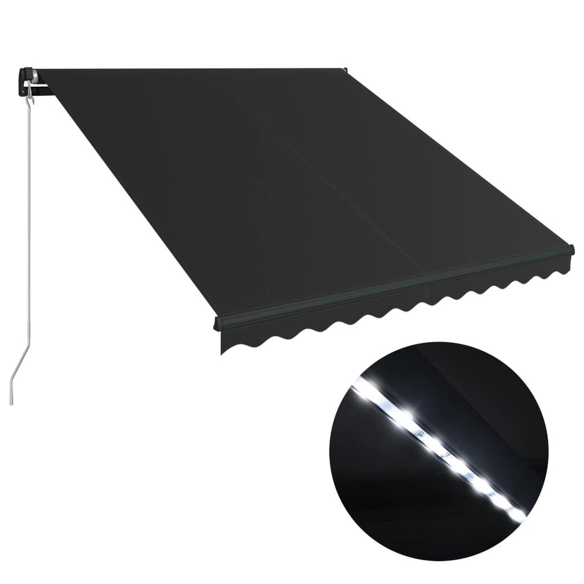 Voir la diapositive 2 : VIDAXL Auvent manuel retractable avec LED 300x250 cm Anthracite