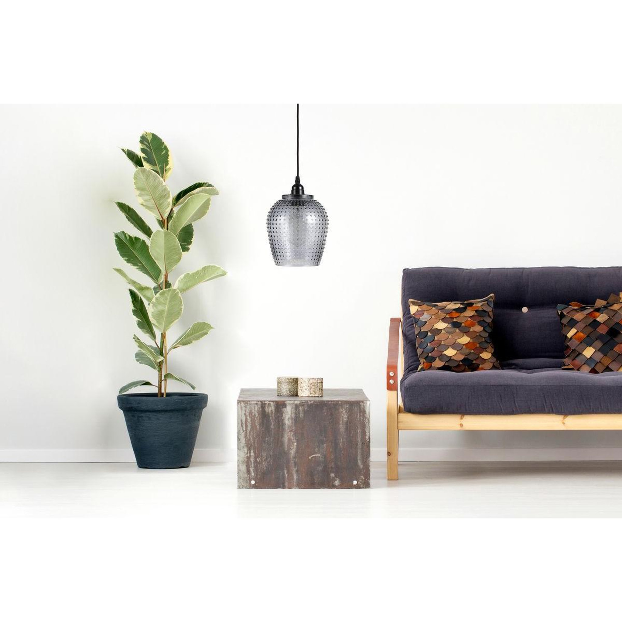Voir la diapositive 2 : Paris Prix Lampe suspension en verre  riva  27cm gris
