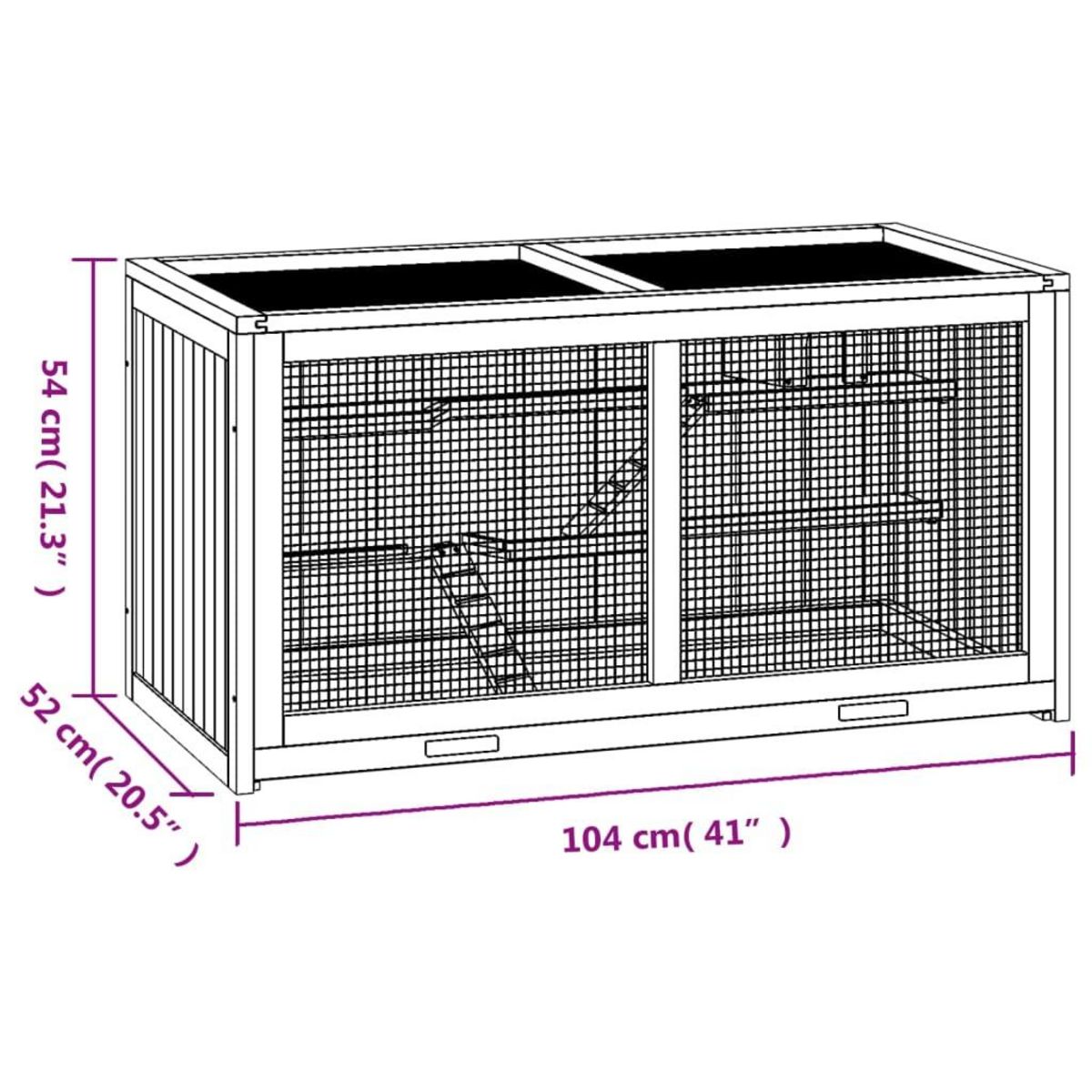 VIDAXL Cage a hamster 104x52x54 cm bois massif de sapin