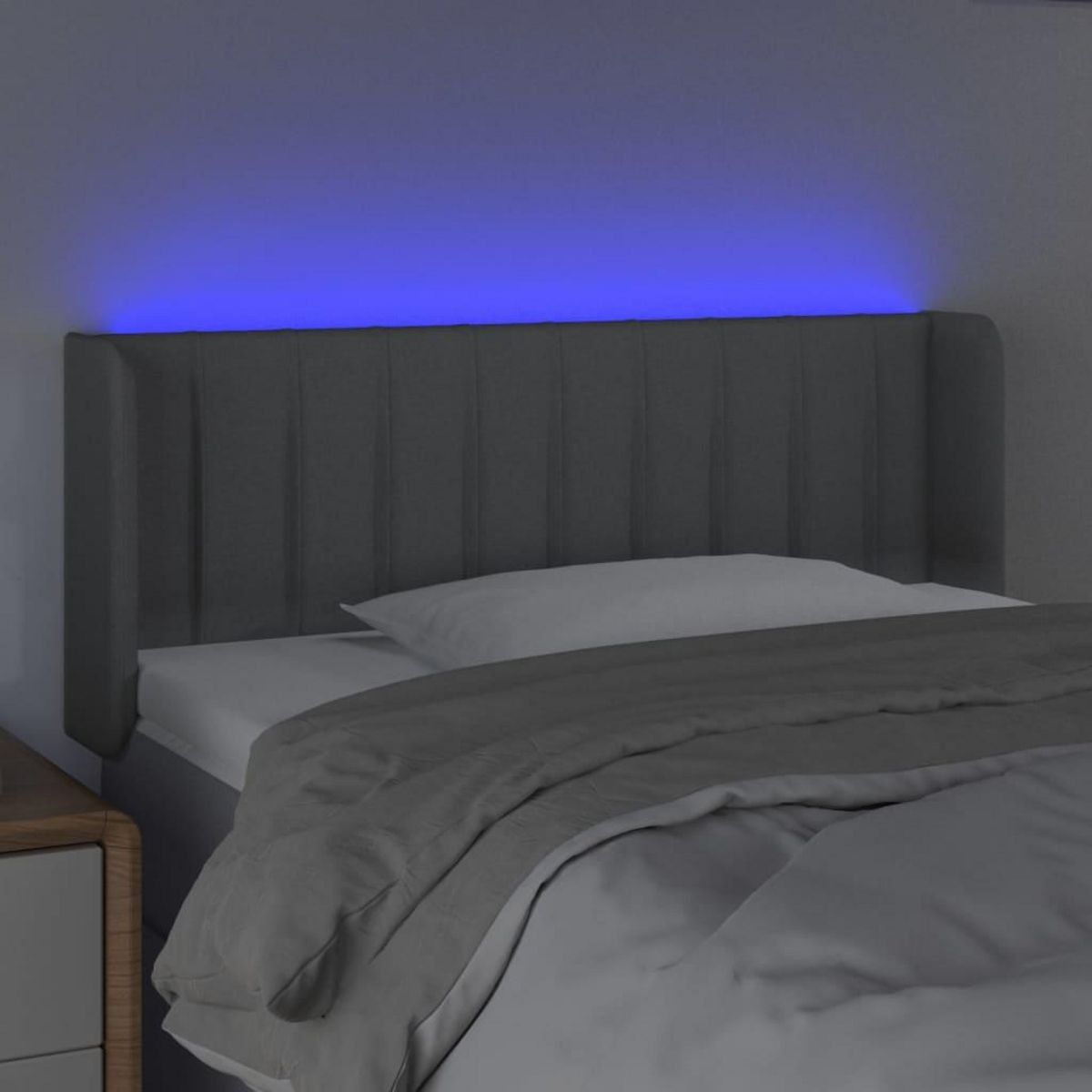 VIDAXL Tete de lit a LED Gris clair 83x16x78/88 cm Tissu