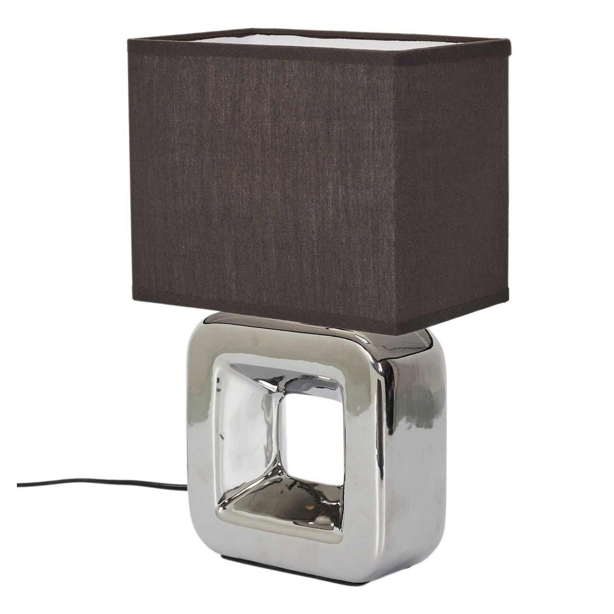 The Home Deco Factory Lampe à poser en porcelaine  chromée  32cm argent