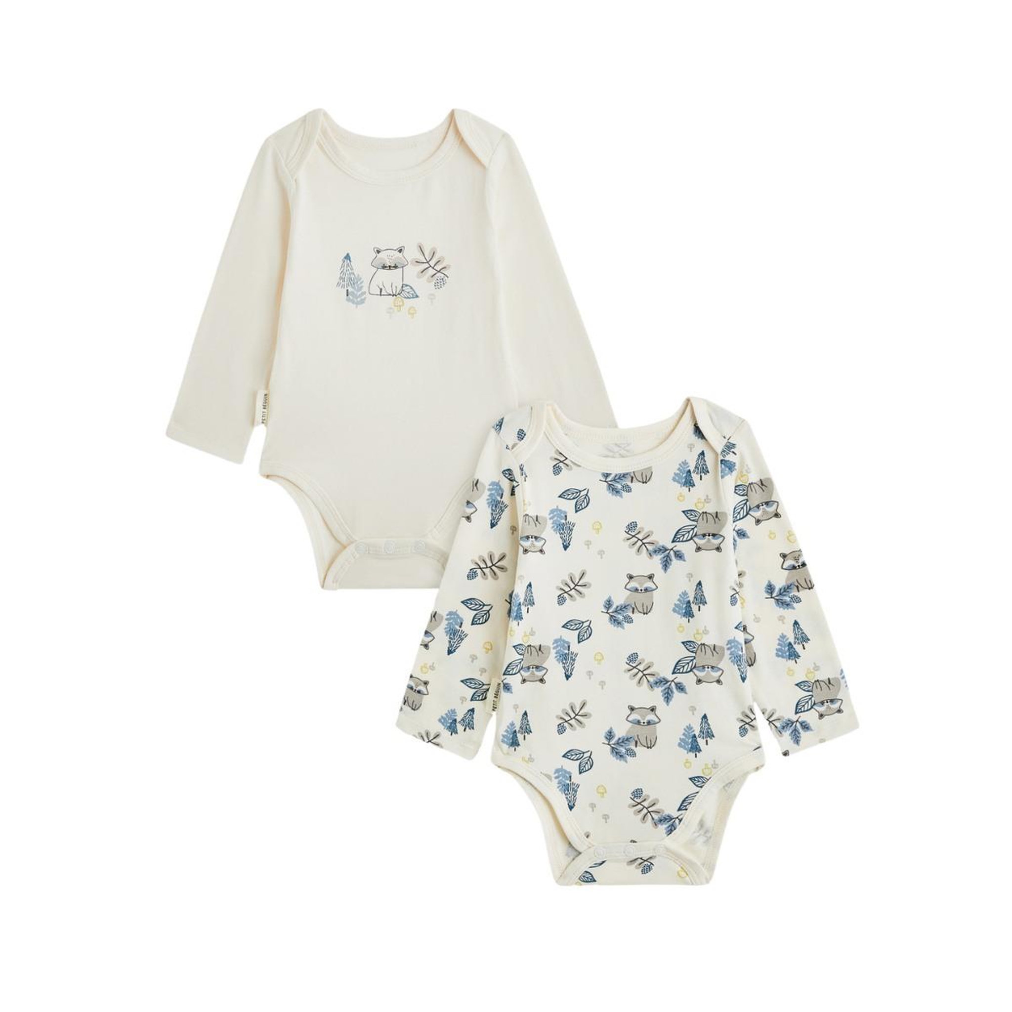 PETIT BEGUIN Lot de 2 bodies bébé manches longues Québec. Coloris disponibles : Beige