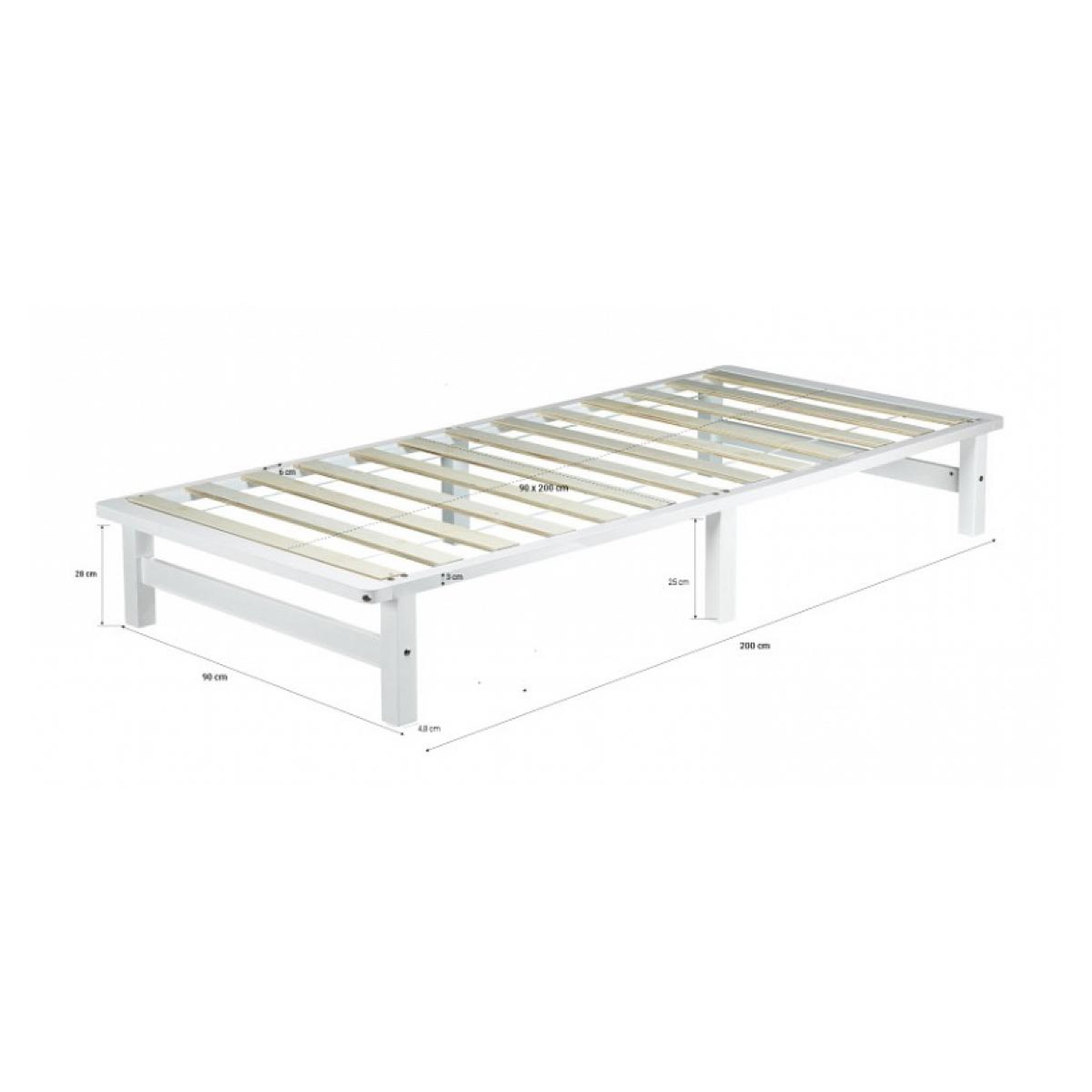 Voir la diapositive 3 : HomeStyle4U Lit palette bois 90x200cm blanc