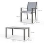 Voir la diapositive 3 : OUTSUNNY Ensemble salon de jardin repas - ensemble repas extérieur - 6 chaises empilables grande table effet bois - acier textilène gris