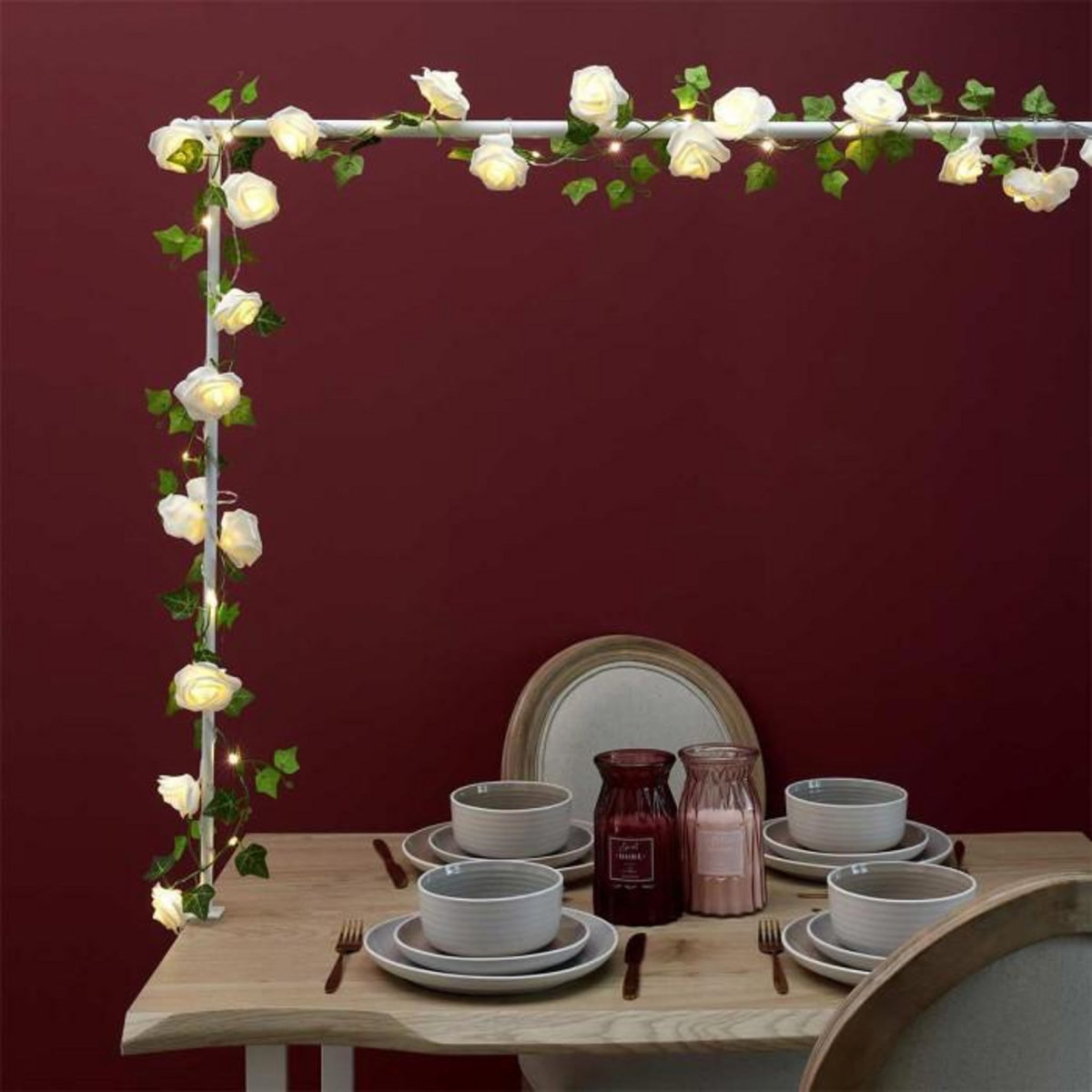 Paris Prix Guirlande Lumineuse 10 LED  Rose  180cm Blanc