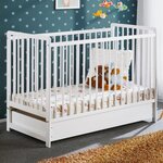 Paris Prix Lit Bébé & Tiroir de Lit  Cypi  60x120cm Blanc