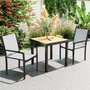 Voir la diapositive 2 : OUTSUNNY Lot de 2 chaises de jardin empilables avec accoudoirs acier noir textilène gris clair