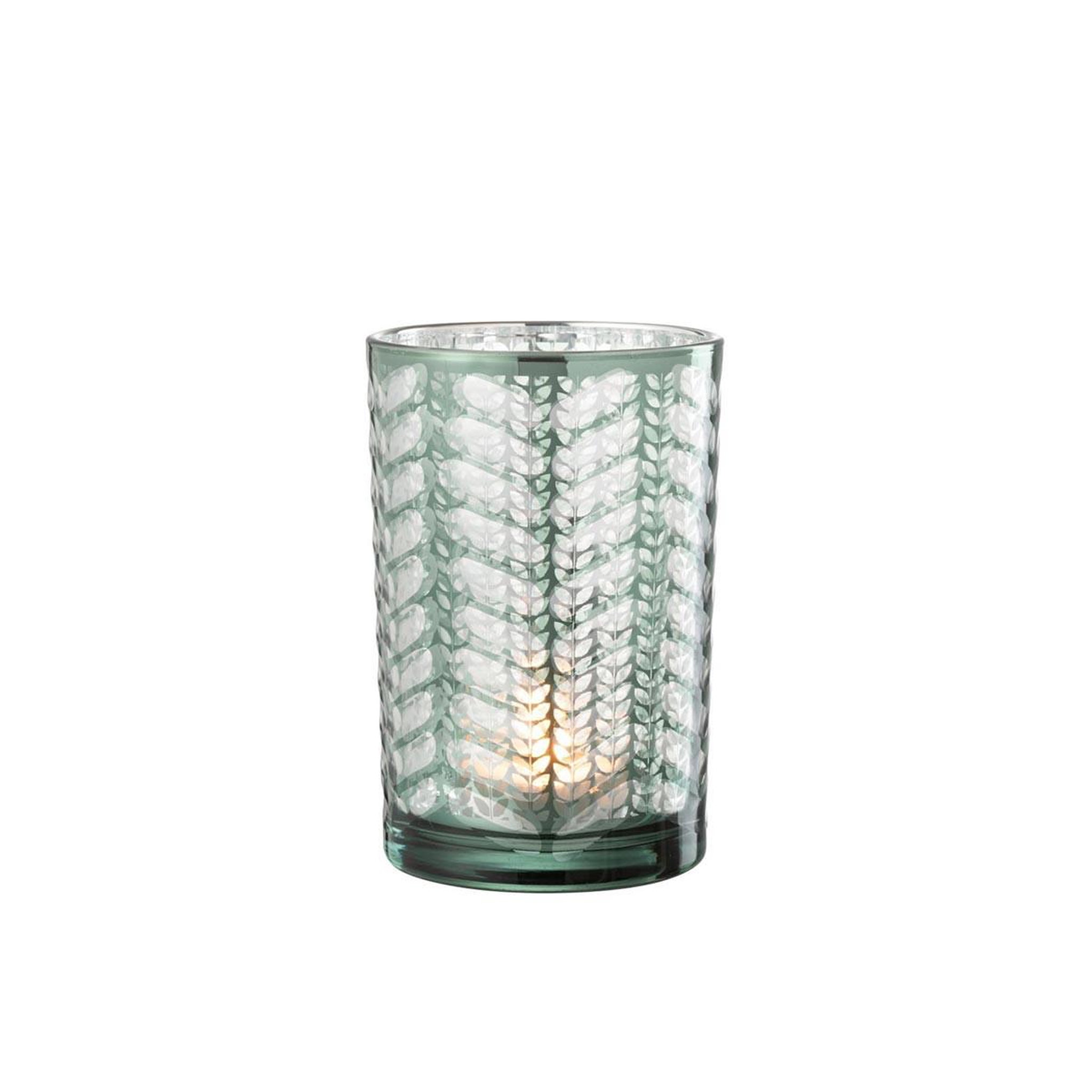 Voir la diapositive 2 : J-LINE Photophore Design en Verre  Chevrons  18cm Vert