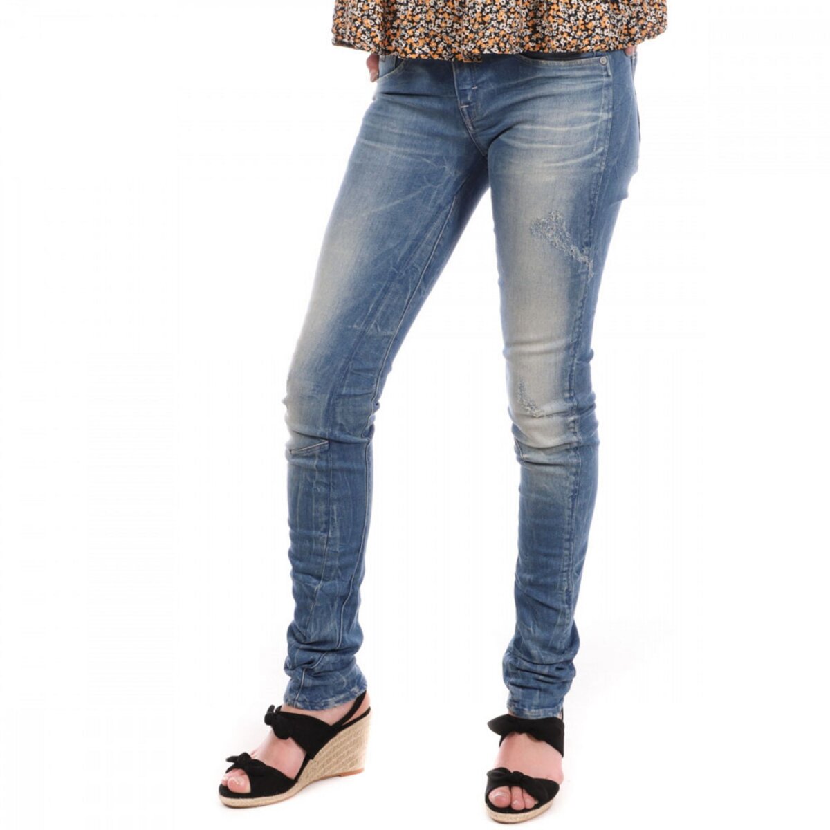 Jean effet usé outlet femme