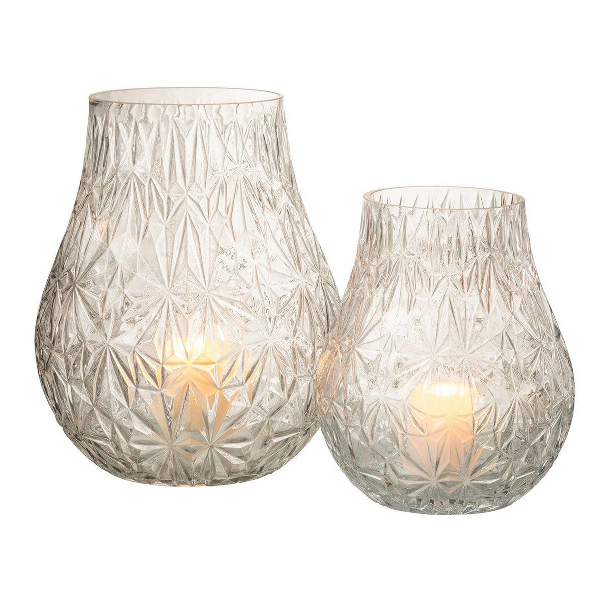 Voir la diapositive 5 : J-LINE Vase design en verre  diamant  22cm transparent